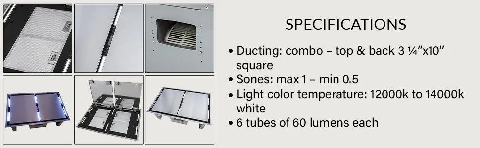 Forno FRHRE531244 Arezzo - 44 Celling Range Hood With Perimetric Heat. Odor. Gases And Steam Air Capture