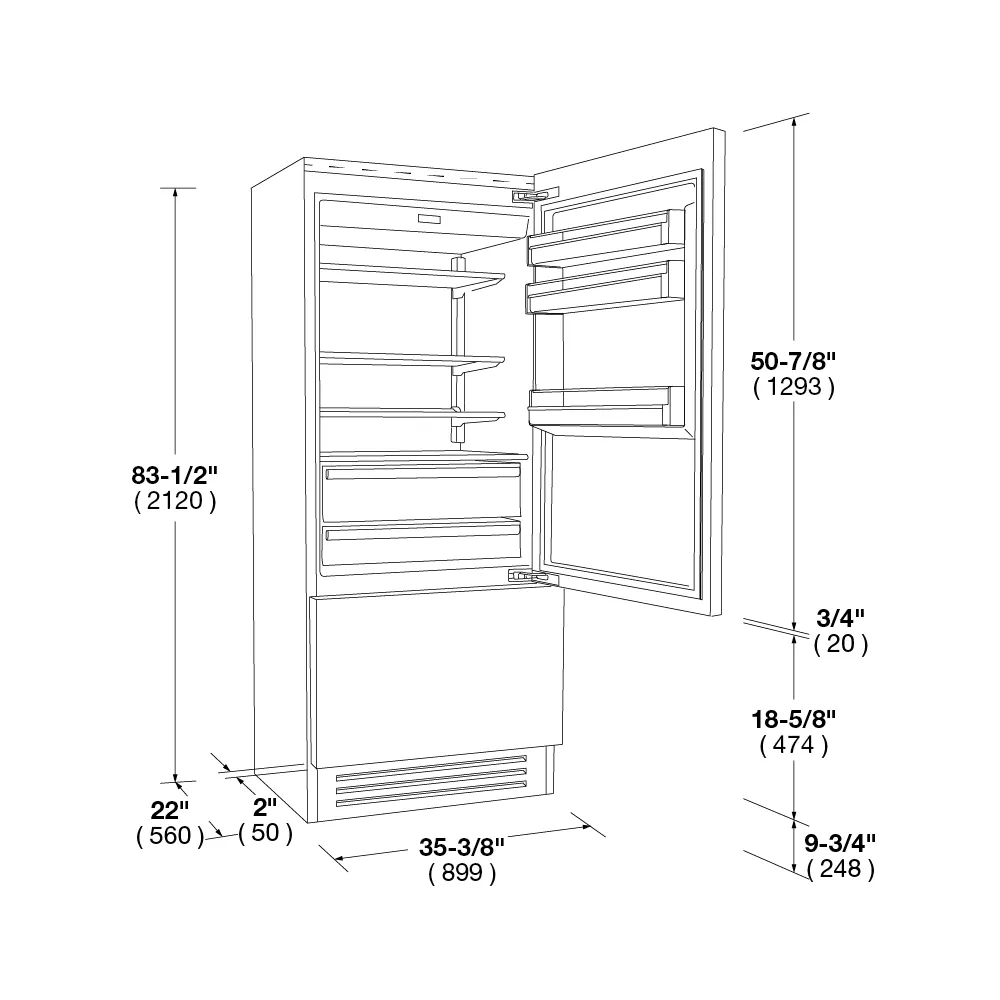 Fulgor Milano F7IBM36O2L 36 Overlay Built-In Fridge - Left Hinge