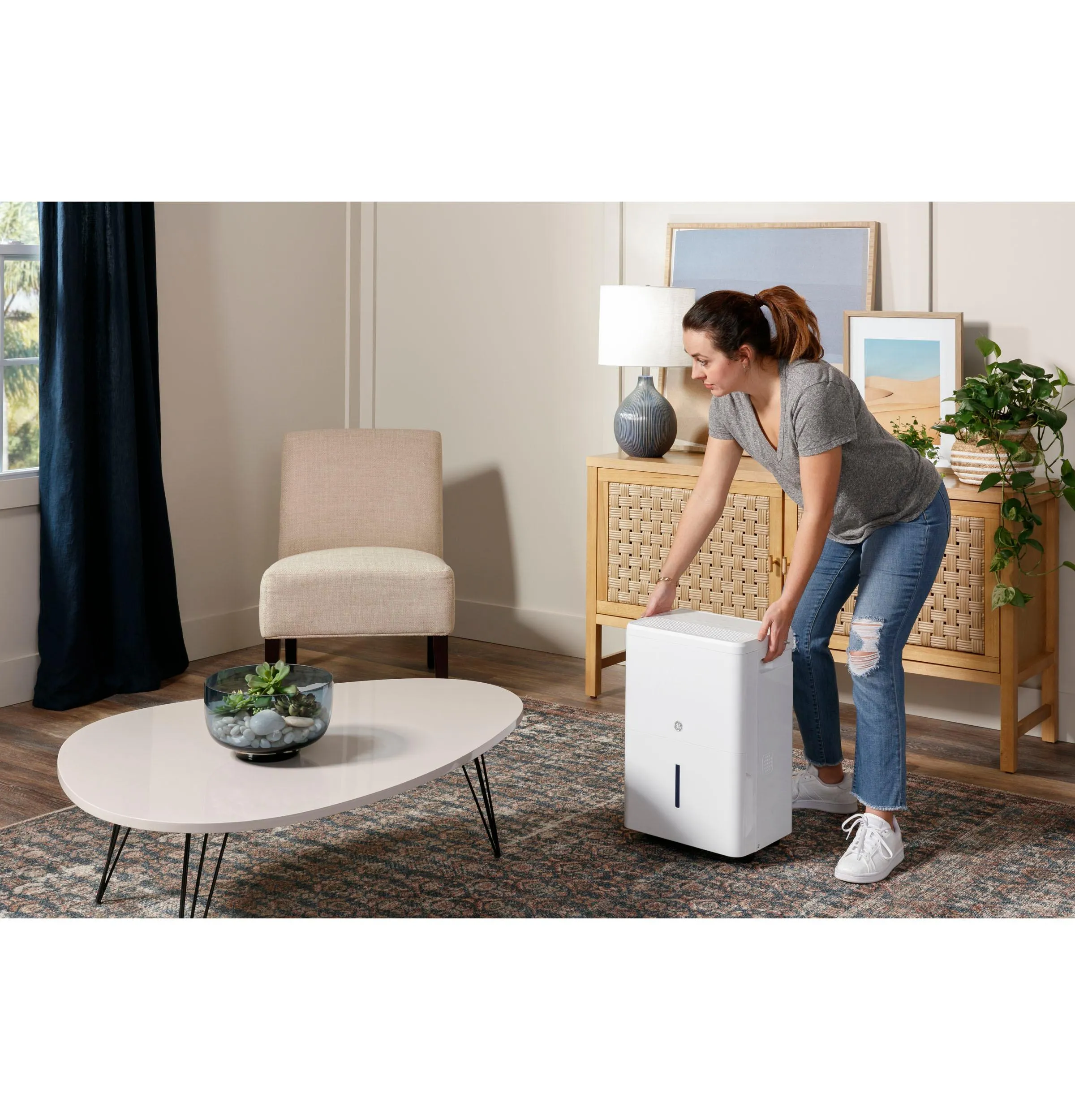 Ge Appliances ADHR35LB Ge 35 Pint Energy Star Portable Dehumidifier With Smart Dry For Very Damp Spaces