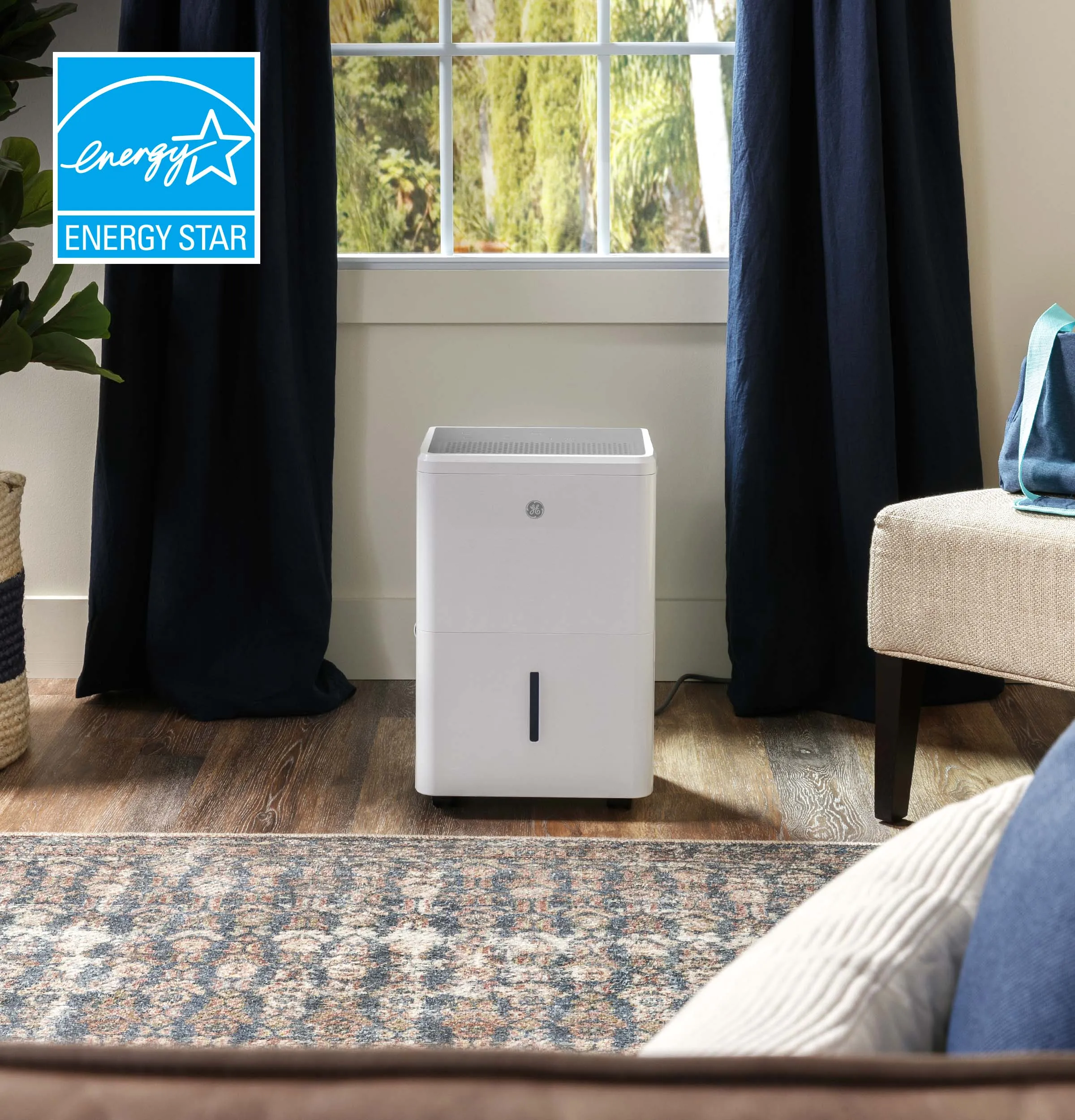 Ge Appliances ADYR35LC Ge Energy Star 35 Pint Portable Dehumidifier With Smart Dry For Very Damp Spaces