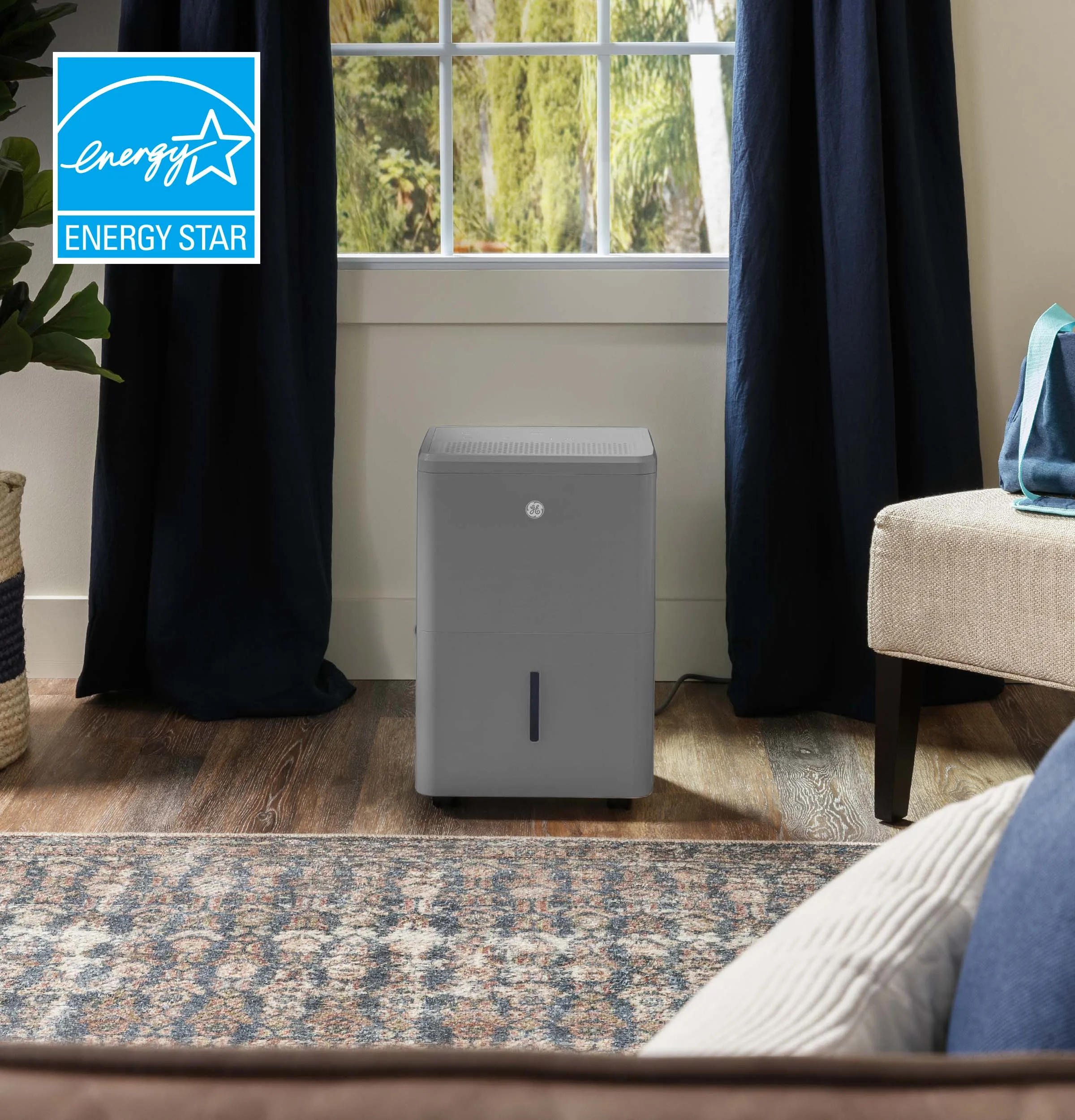 Ge Appliances ADYR50LC Ge Energy Star 50 Pint Portable Dehumidifier With Smart Dry For Wet Spaces