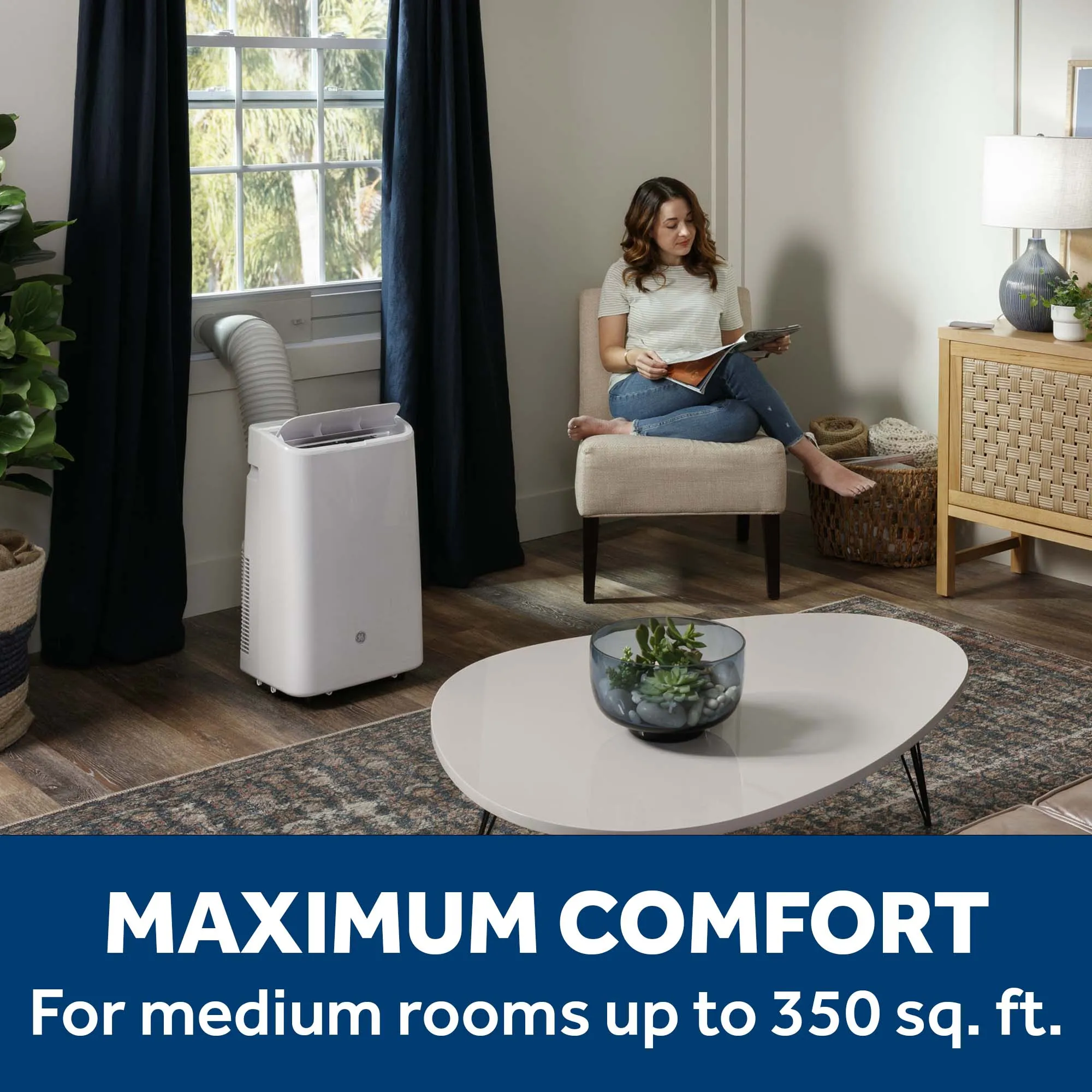 Ge Appliances APLS08WWF Ge 8.000 Btu Class Smart Portable Air Conditioner For Medium Rooms Up To 350 Sq Ft. (8.100 Btu Doe)