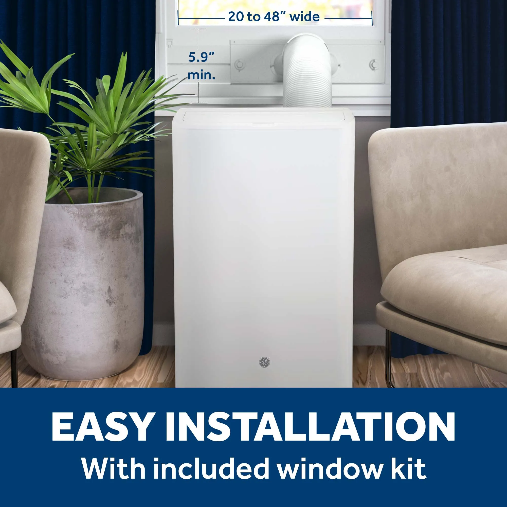 Ge Appliances APLS08WWF Ge 8.000 Btu Class Smart Portable Air Conditioner For Medium Rooms Up To 350 Sq Ft. (8.100 Btu Doe)