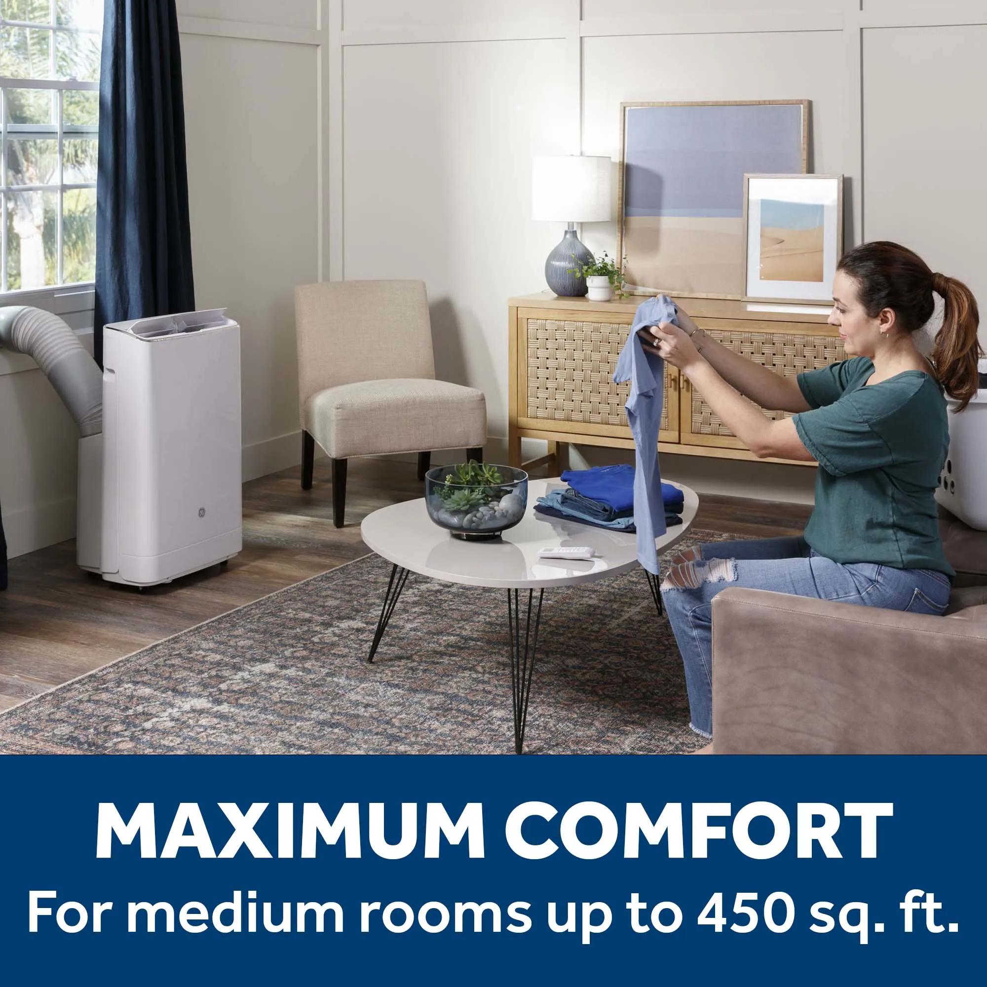Ge Appliances APLS10WWF Ge 10.000 Btu Class Smart Portable Air Conditioner For Medium Rooms Up To 450 Sq Ft. (10.400 Btu Doe)