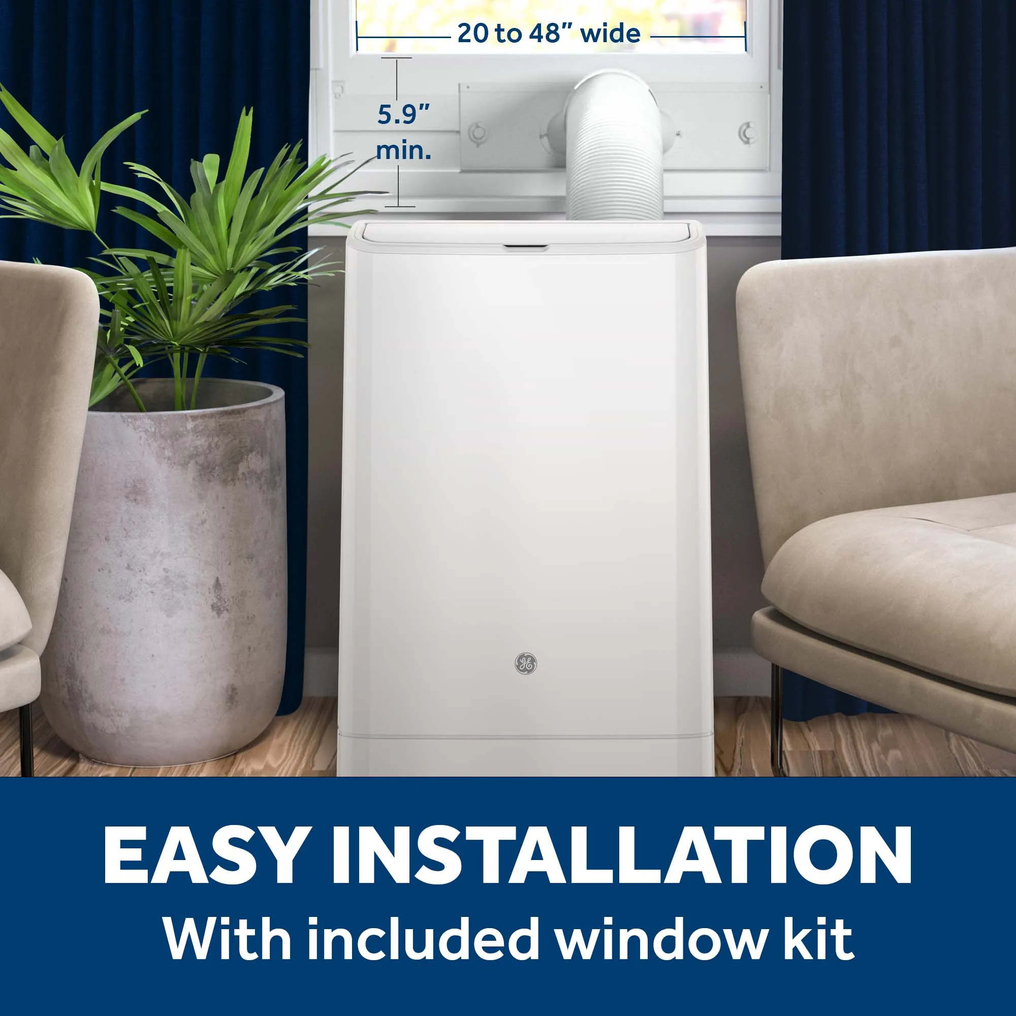 Ge Appliances APLS10WWF Ge 10.000 Btu Class Smart Portable Air Conditioner For Medium Rooms Up To 450 Sq Ft. (10.400 Btu Doe)