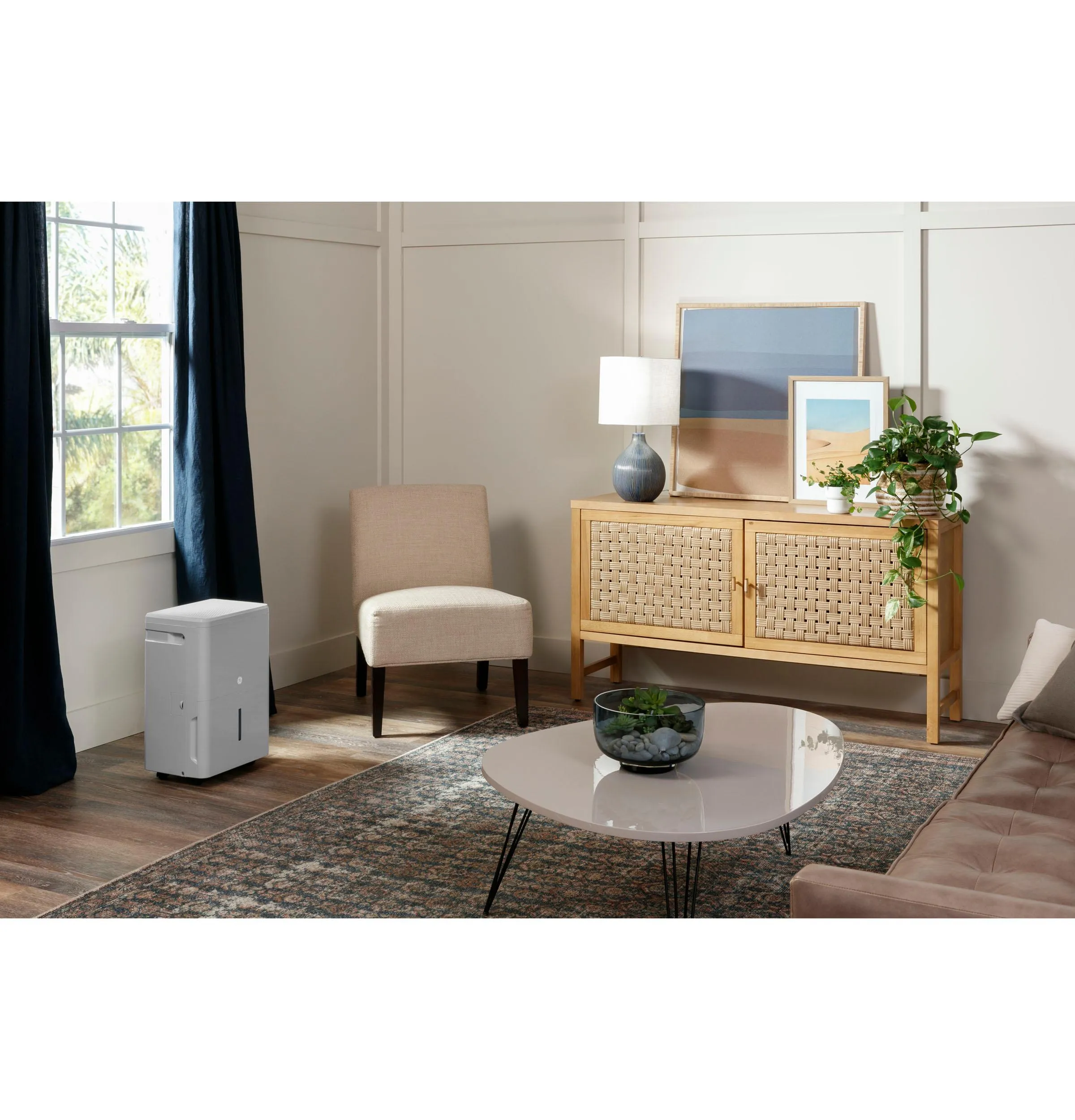 Ge Appliances AWHR50LB Ge 50 Pint Energy Star Smart Portable Dehumidifier With Smart Dry For Wet Spaces
