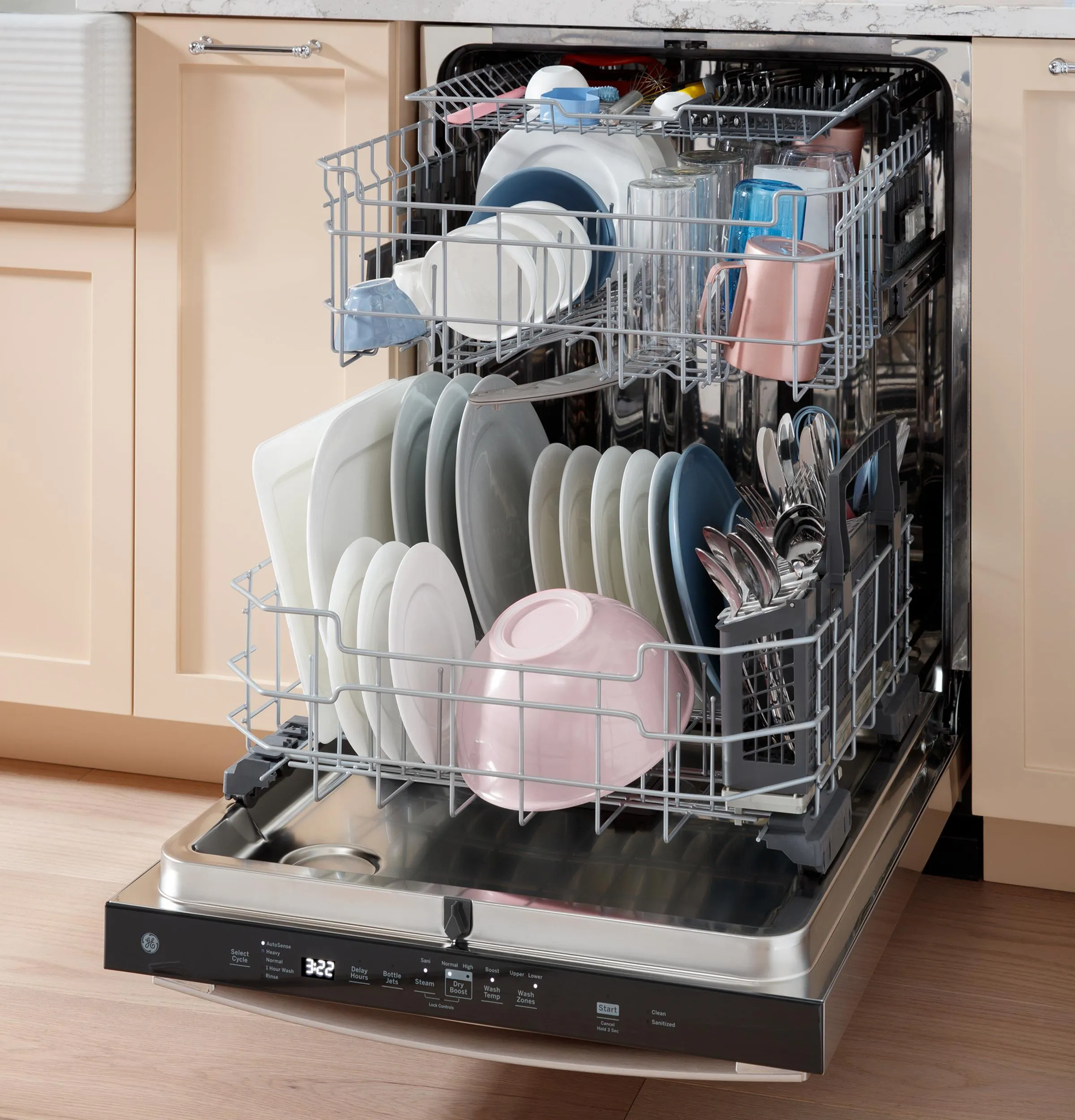 Ge Appliances GDP670SMVES Ge Fingerprint Resistant Top Control With Stainless Steel Interior Dishwasher With Sanitize Cycle