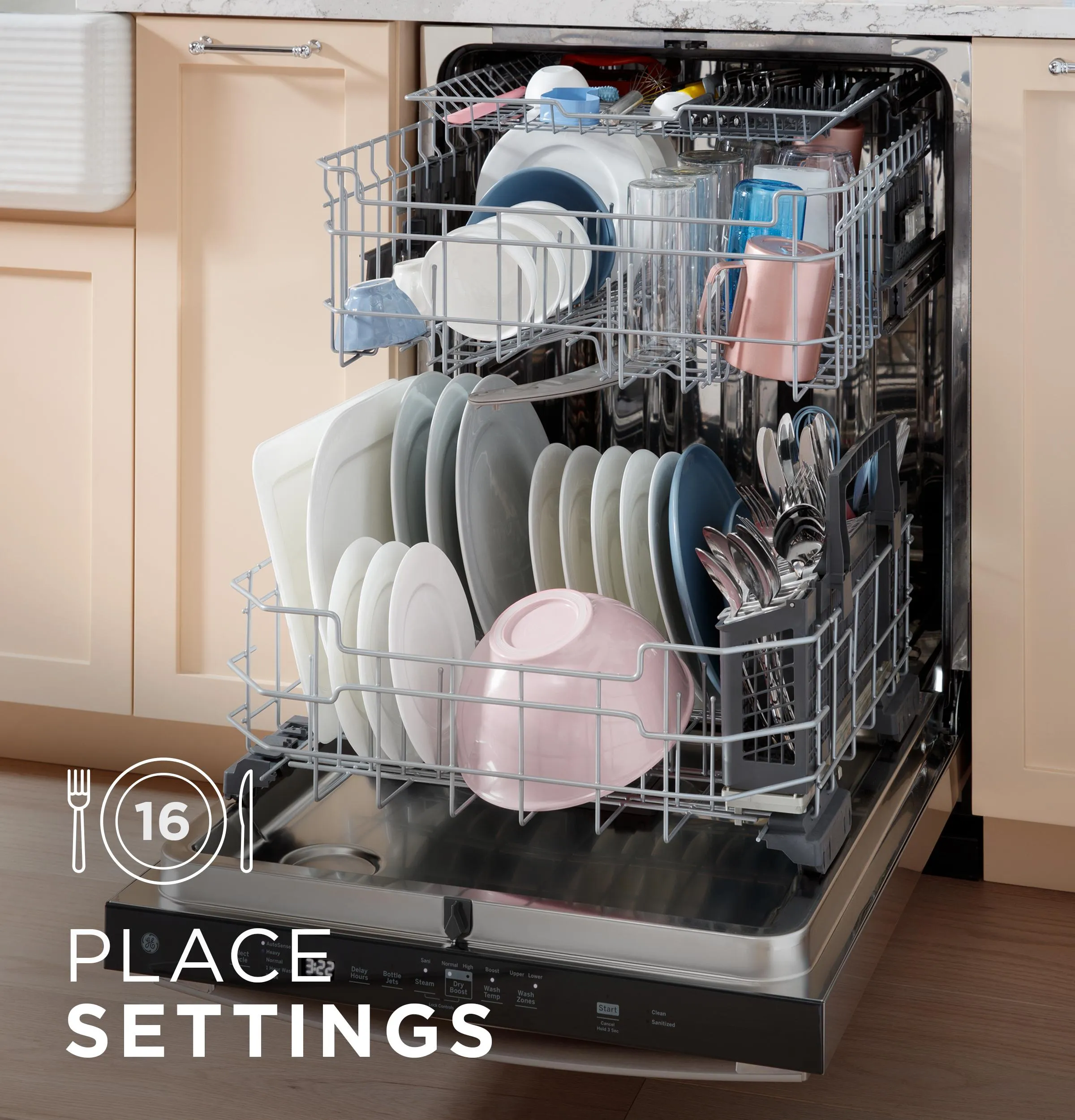 Ge Appliances GDP670SMVES Ge Fingerprint Resistant Top Control With Stainless Steel Interior Dishwasher With Sanitize Cycle