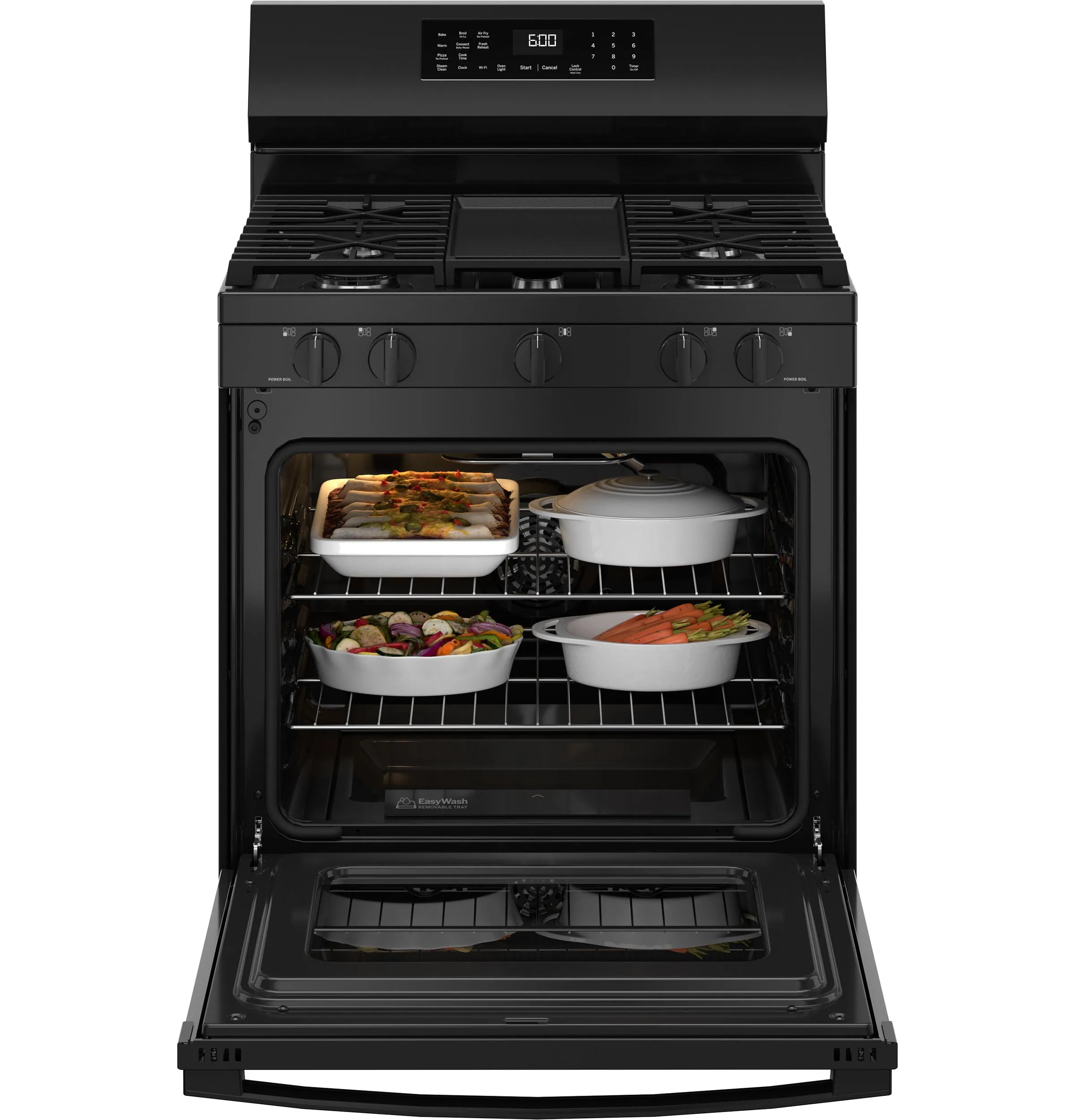 Ge Appliances GGF600AVBB Ge 30 Free-Standing Gas Convection Range With No Preheat Air Fry And Easywash&#8482; Oven Tray