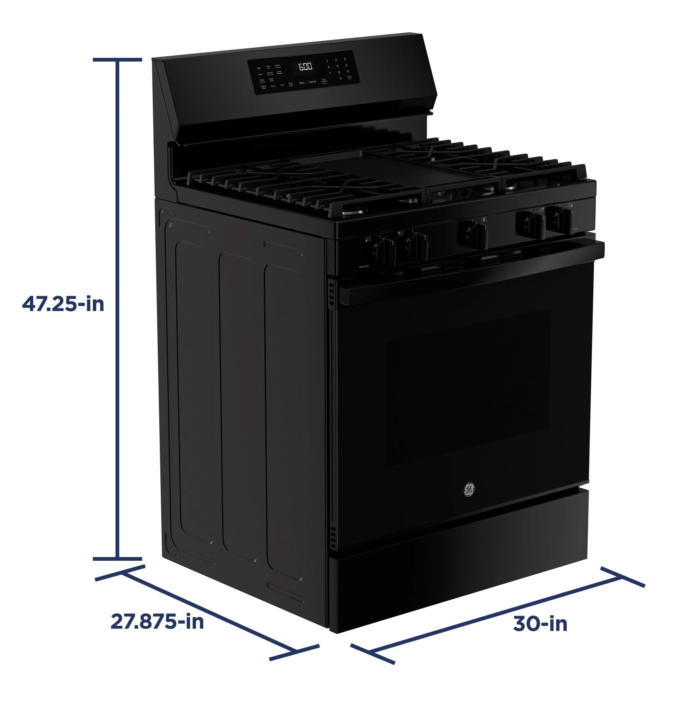 Ge Appliances GGF600AVBB Ge 30 Free-Standing Gas Convection Range With No Preheat Air Fry And Easywash&#8482; Oven Tray