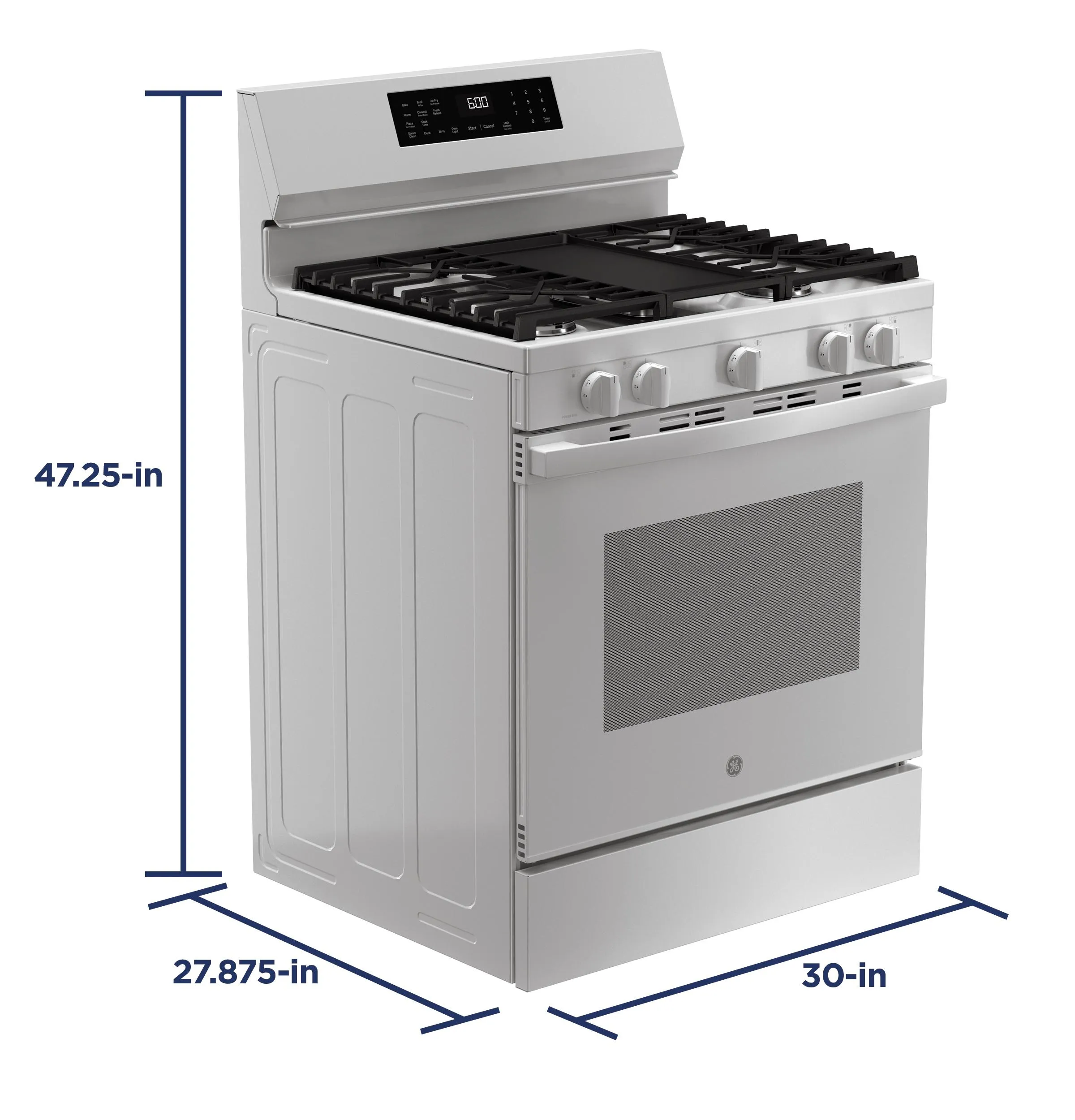 Ge Appliances GGF600AVWW Ge 30 Free-Standing Gas Convection Range With No Preheat Air Fry And Easywash&#8482; Oven Tray