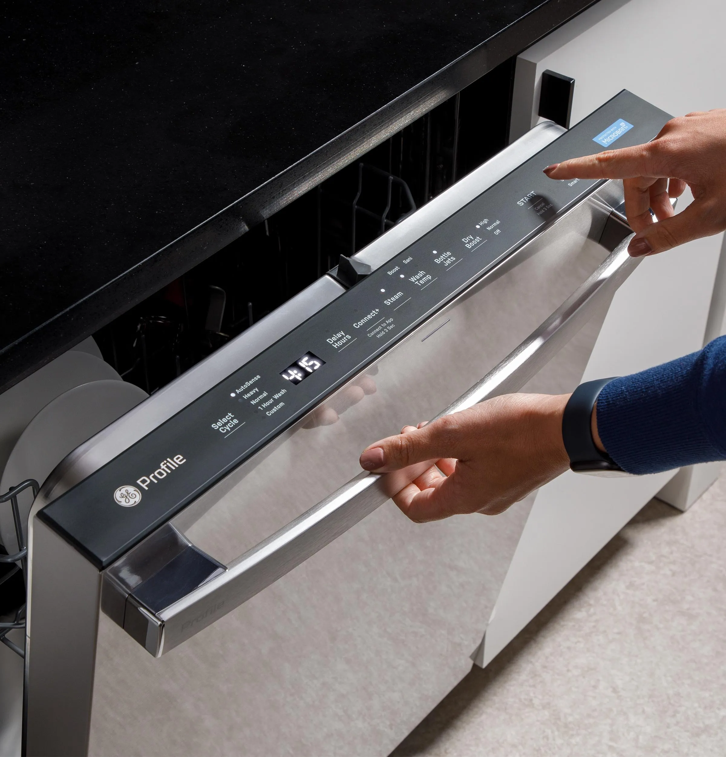 Ge Appliances PDT715SYVFS Ge Profile&#8482; Fingerprint Resistant Top Control With Stainless Steel Interior Dishwasher With Microban&#8482; Antimicrobial Protection With Sanitize Cycle
