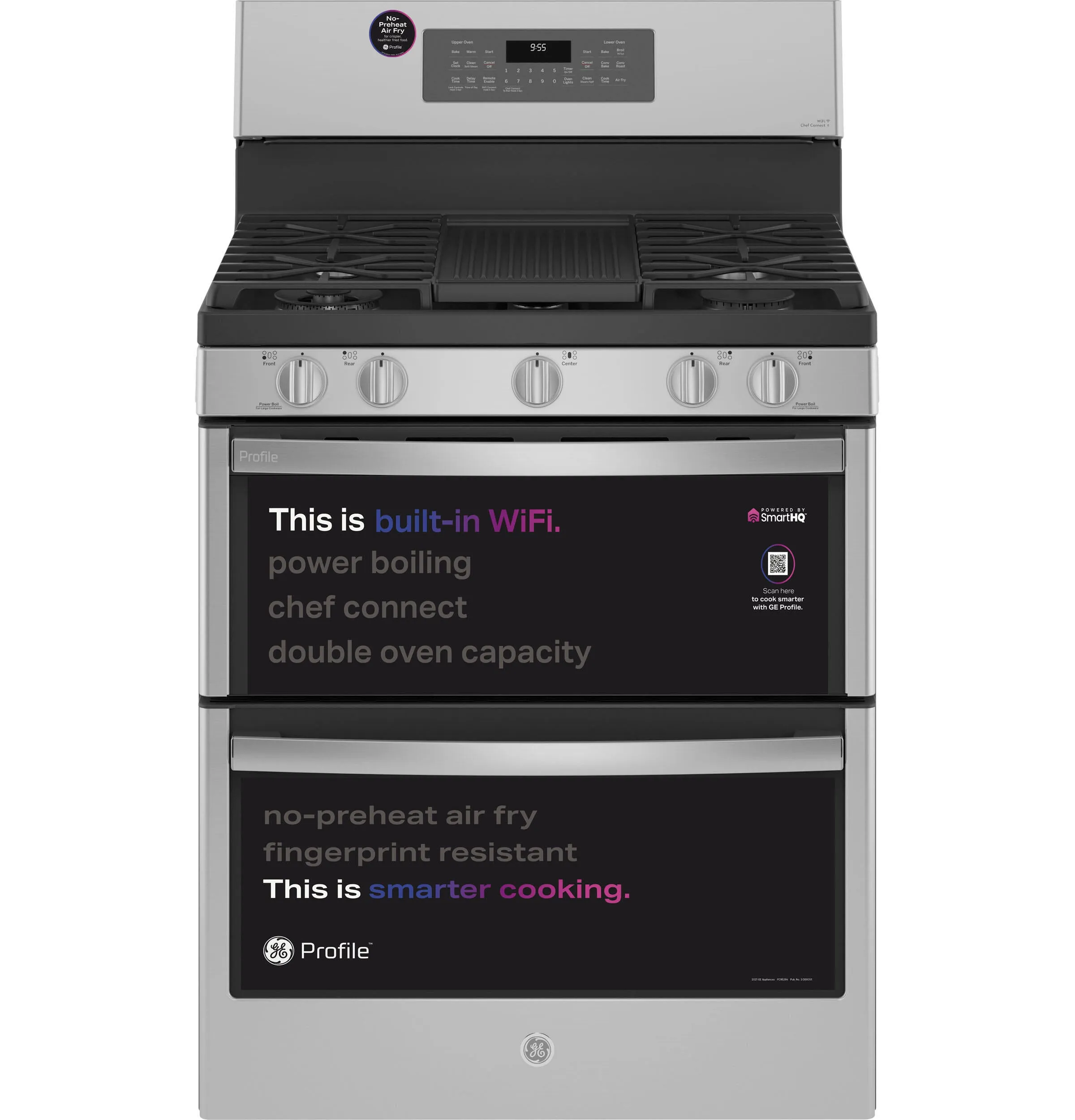 Ge Appliances PGB965YPFS Ge Profile&#8482; 30 Free-Standing Gas Double Oven Convection Fingerprint Resistant Range With No Preheat Air Fry