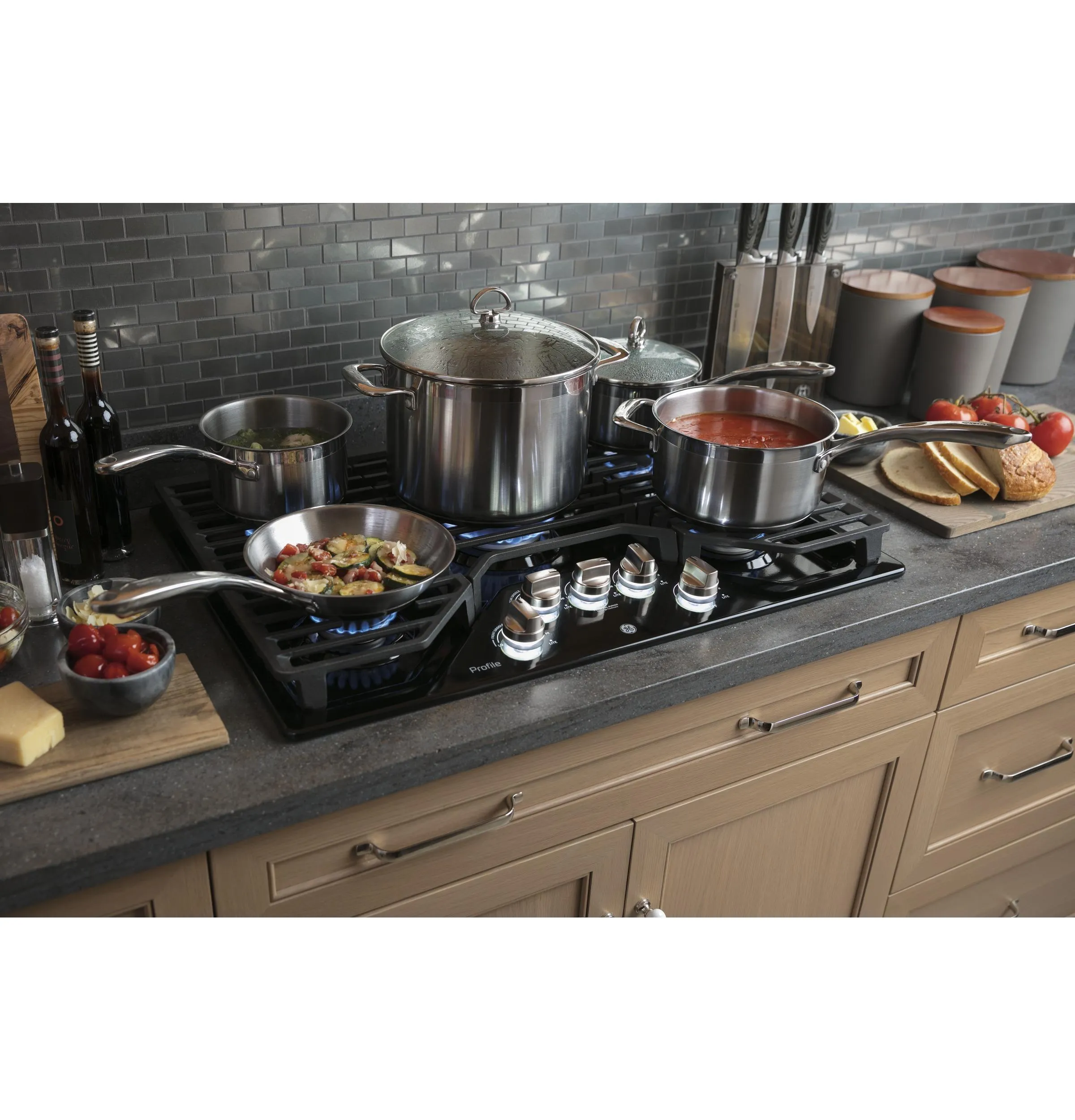Ge Appliances PGP7030DLBB Ge Profile&#8482; 30 Built-In Gas Cooktop With 5 Burners And Optional Extra-Large Cast Iron Griddle
