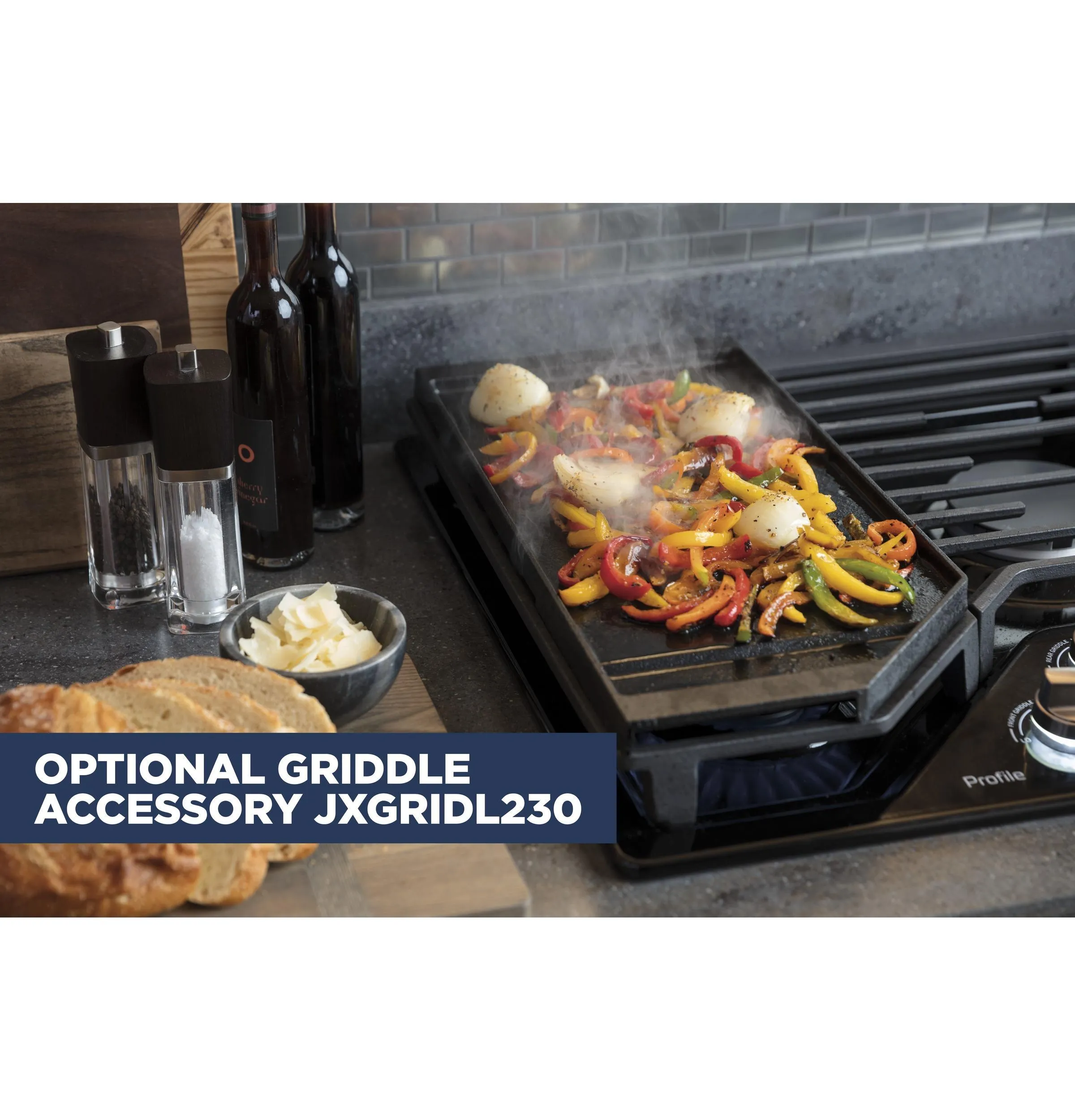 Ge Appliances PGP7030DLBB Ge Profile&#8482; 30 Built-In Gas Cooktop With 5 Burners And Optional Extra-Large Cast Iron Griddle