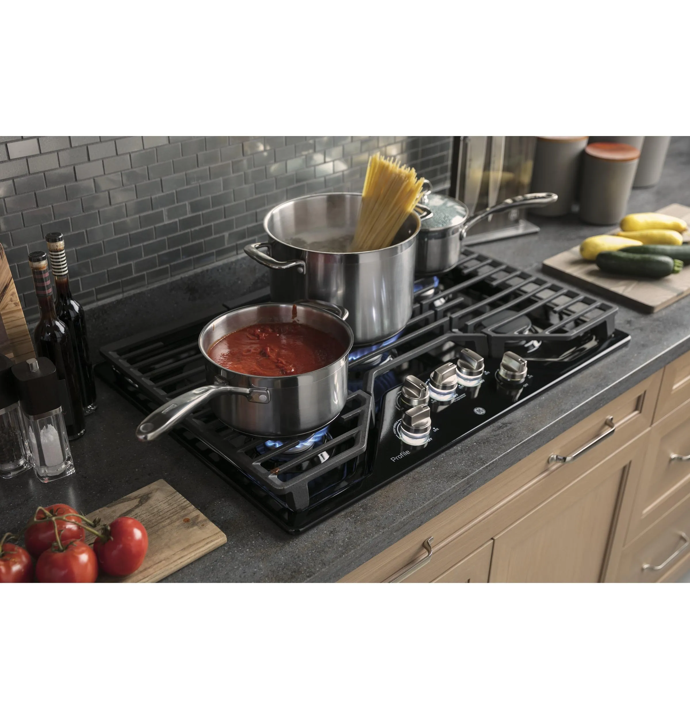 Ge Appliances PGP7030DLBB Ge Profile&#8482; 30 Built-In Gas Cooktop With 5 Burners And Optional Extra-Large Cast Iron Griddle