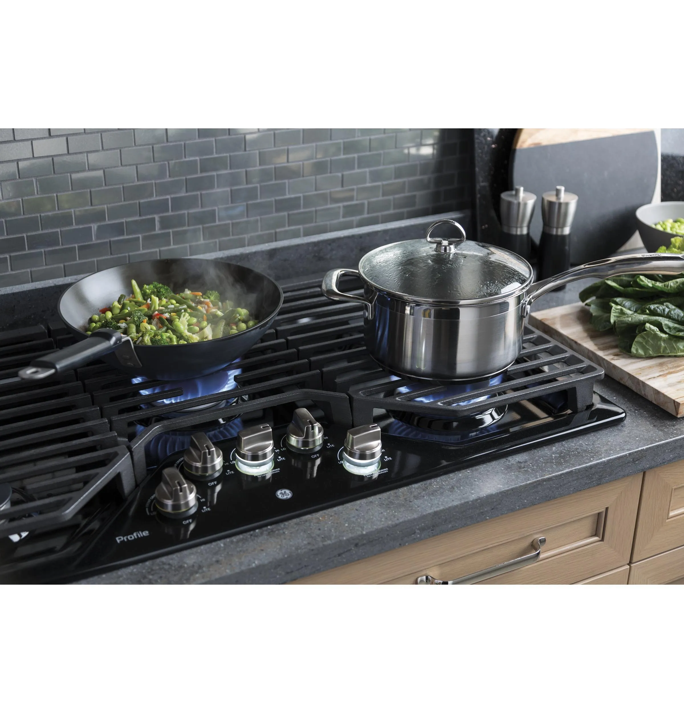 Ge Appliances PGP7036DLBB Ge Profile&#8482; 36 Built-In Gas Cooktop With Optional Extra-Large Cast Iron Griddle