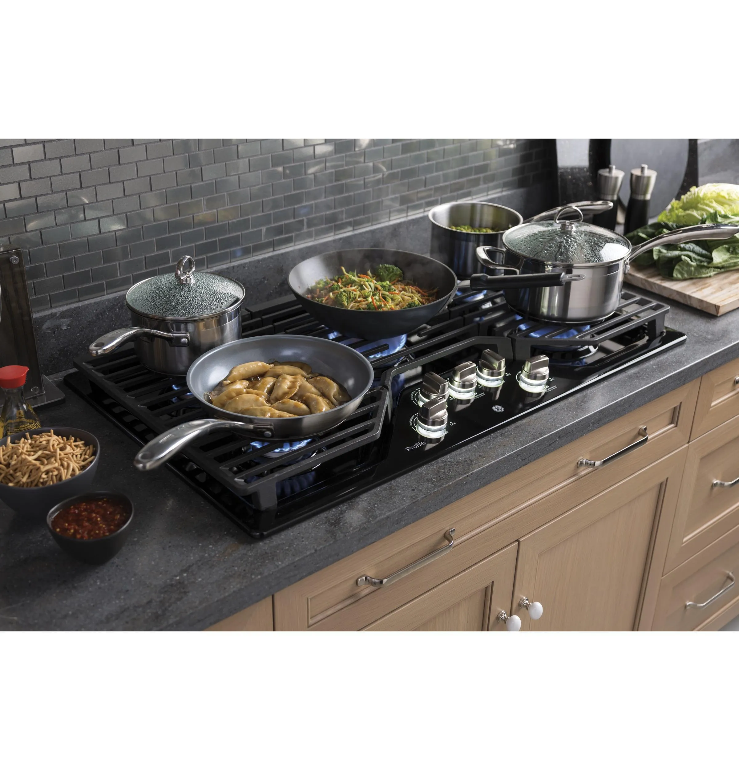 Ge Appliances PGP7036DLBB Ge Profile&#8482; 36 Built-In Gas Cooktop With Optional Extra-Large Cast Iron Griddle