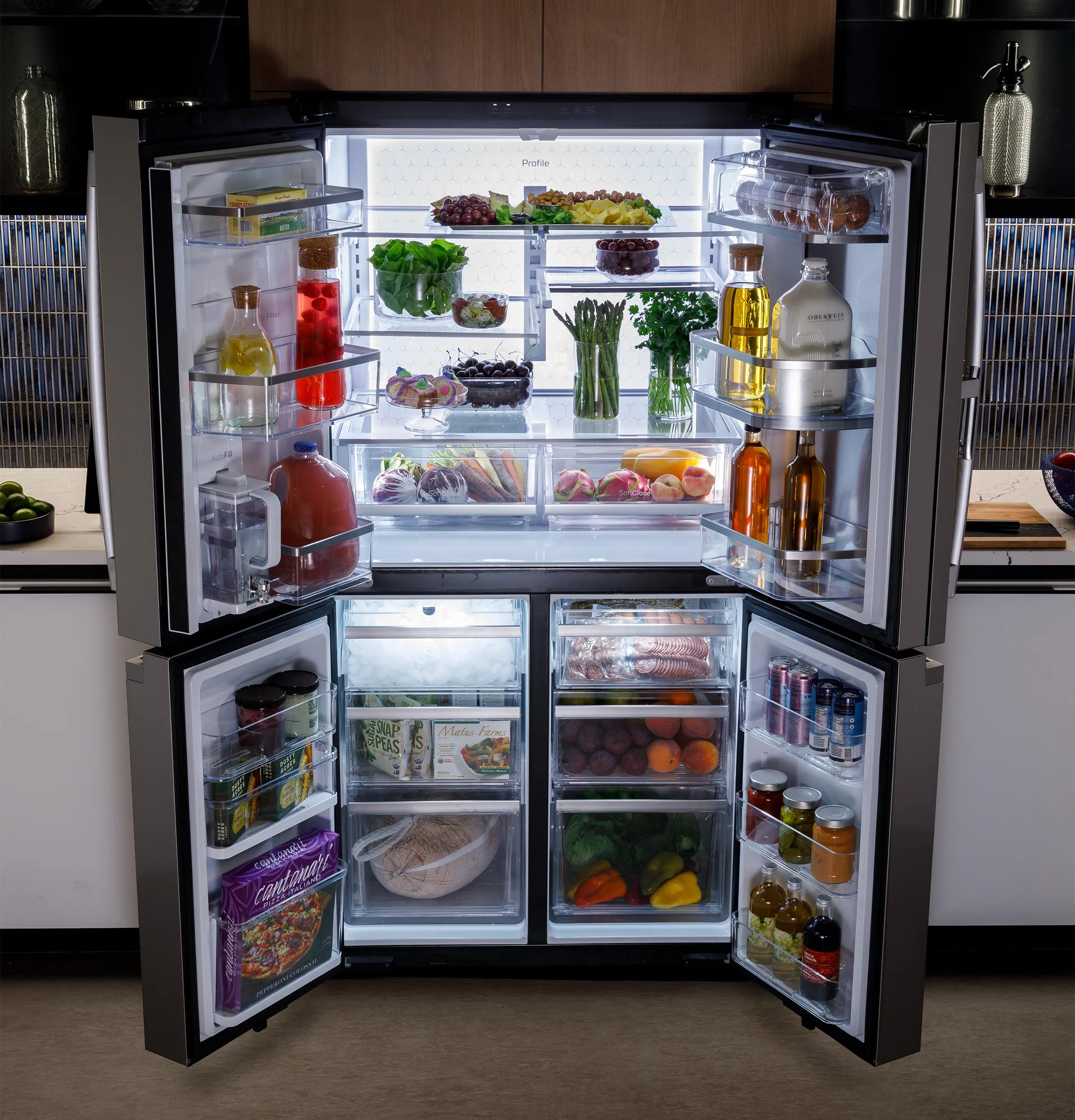 Ge Appliances PHD23BYWFS Ge Profile&#8482; Energy Star 22.9 Cu. Ft. Counter-Depth Quad-Door Refrigerator With Dual-Dispense Autofill Pitcher And Door In Door