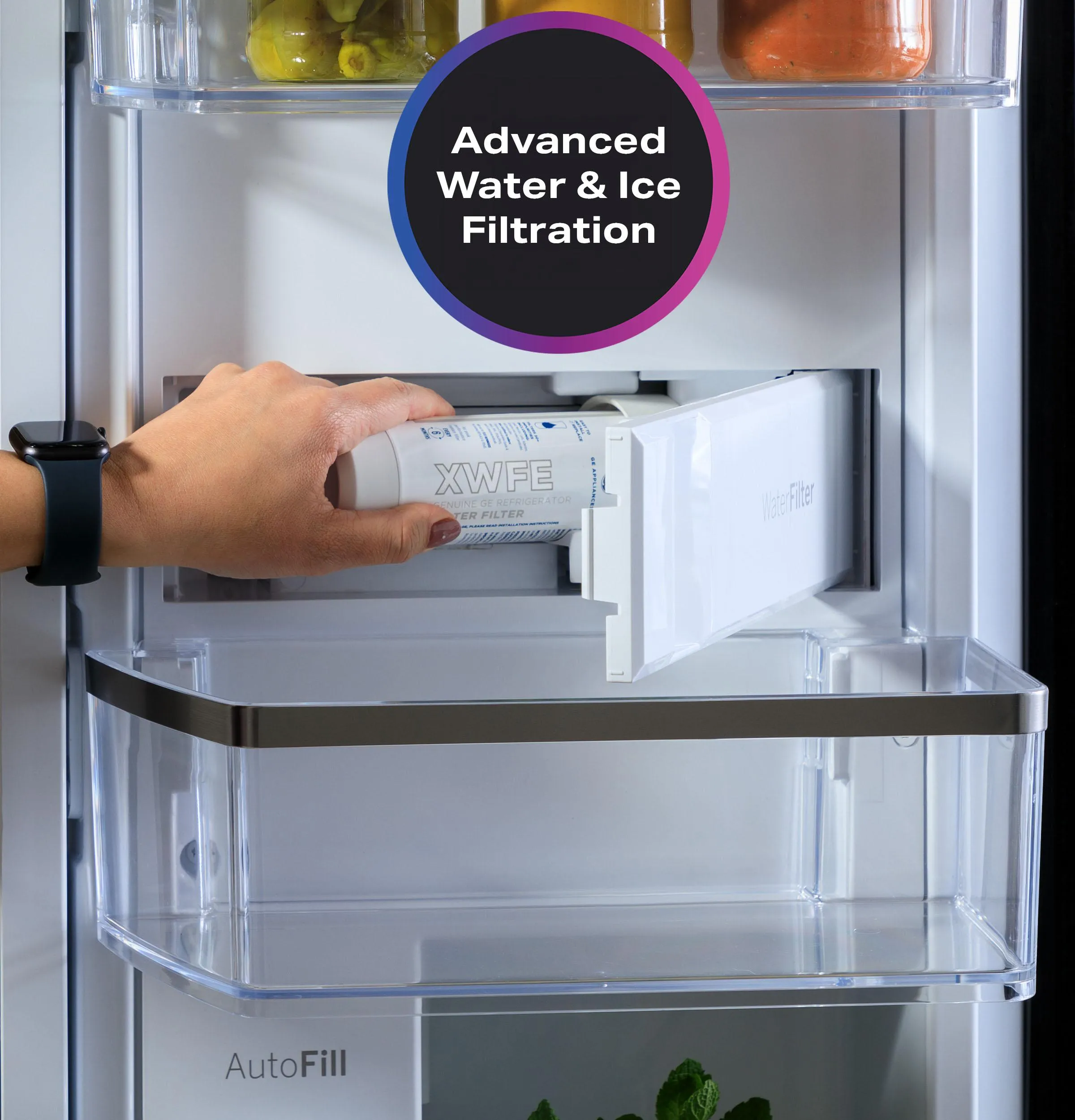 Ge Appliances PHD23BYWFS Ge Profile&#8482; Energy Star 22.9 Cu. Ft. Counter-Depth Quad-Door Refrigerator With Dual-Dispense Autofill Pitcher And Door In Door