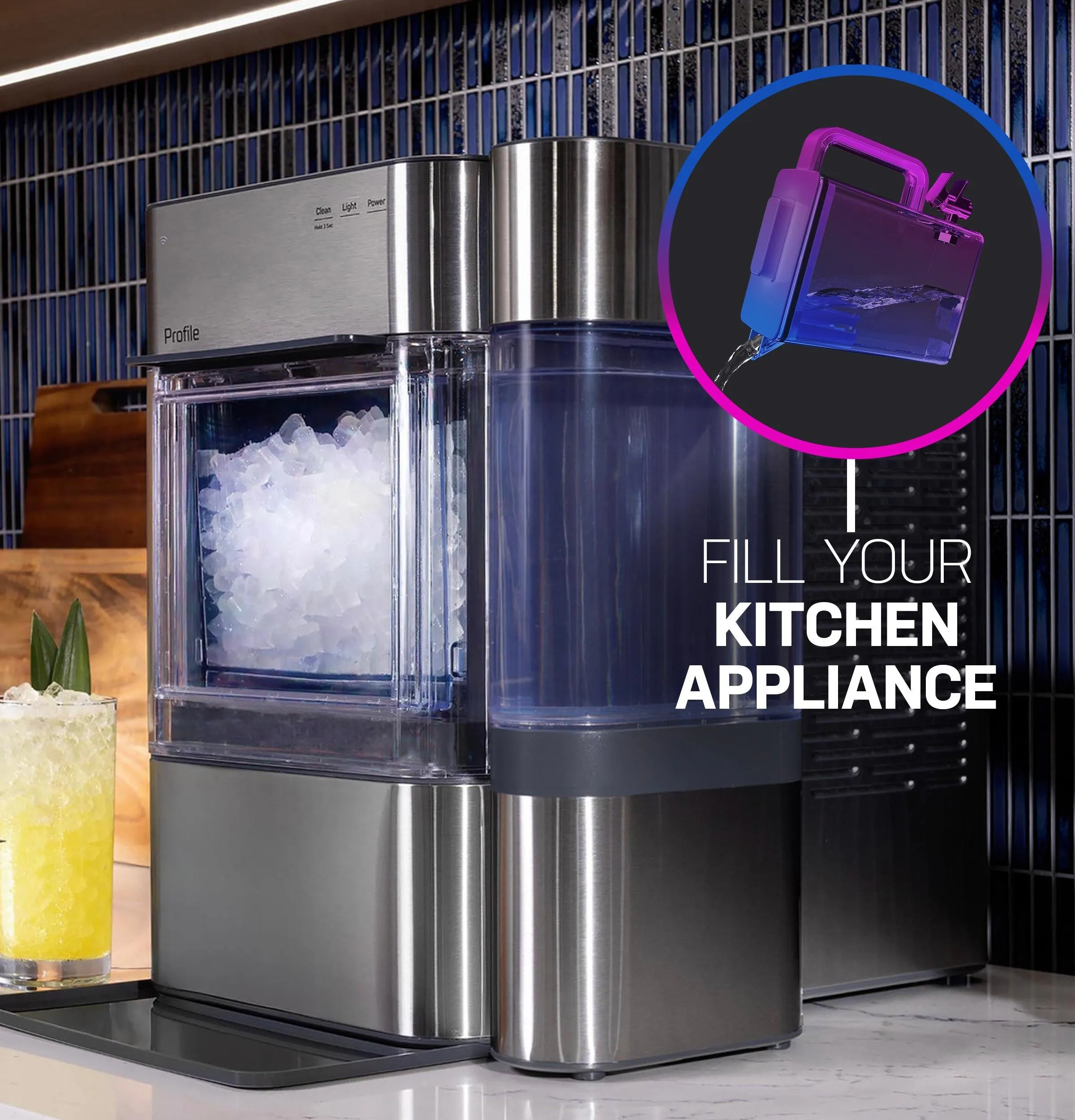 Ge Appliances PHD23BYWFS Ge Profile&#8482; Energy Star 22.9 Cu. Ft. Counter-Depth Quad-Door Refrigerator With Dual-Dispense Autofill Pitcher And Door In Door