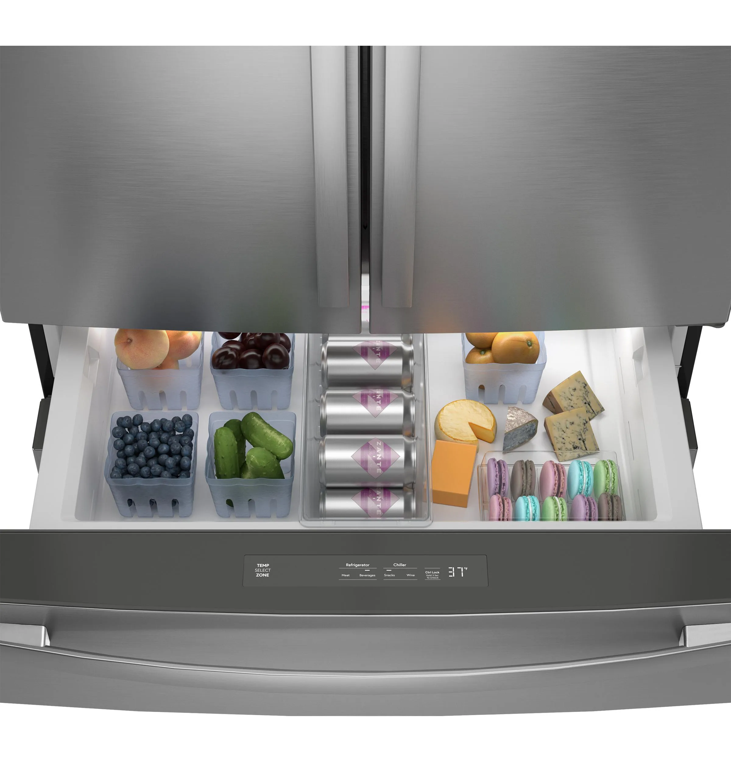 Ge Appliances PJE23BYWFS Ge Profile&#8482; Energy Star 23.2 Cu. Ft. Smart Counter-Depth Fingerprint Resistant 4-Door French-Door Refrigerator With Dual-Dispense Autofill Pitcher