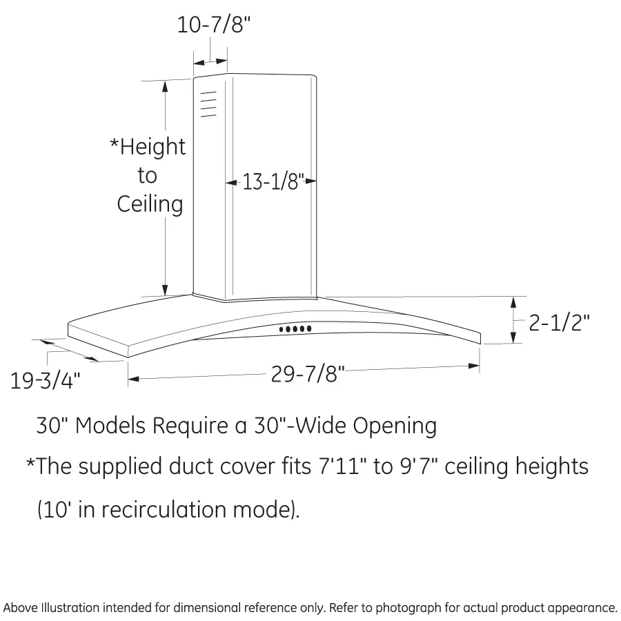 Ge Appliances UVW7301SWSS 30 Wall-Mount Chimney Hood