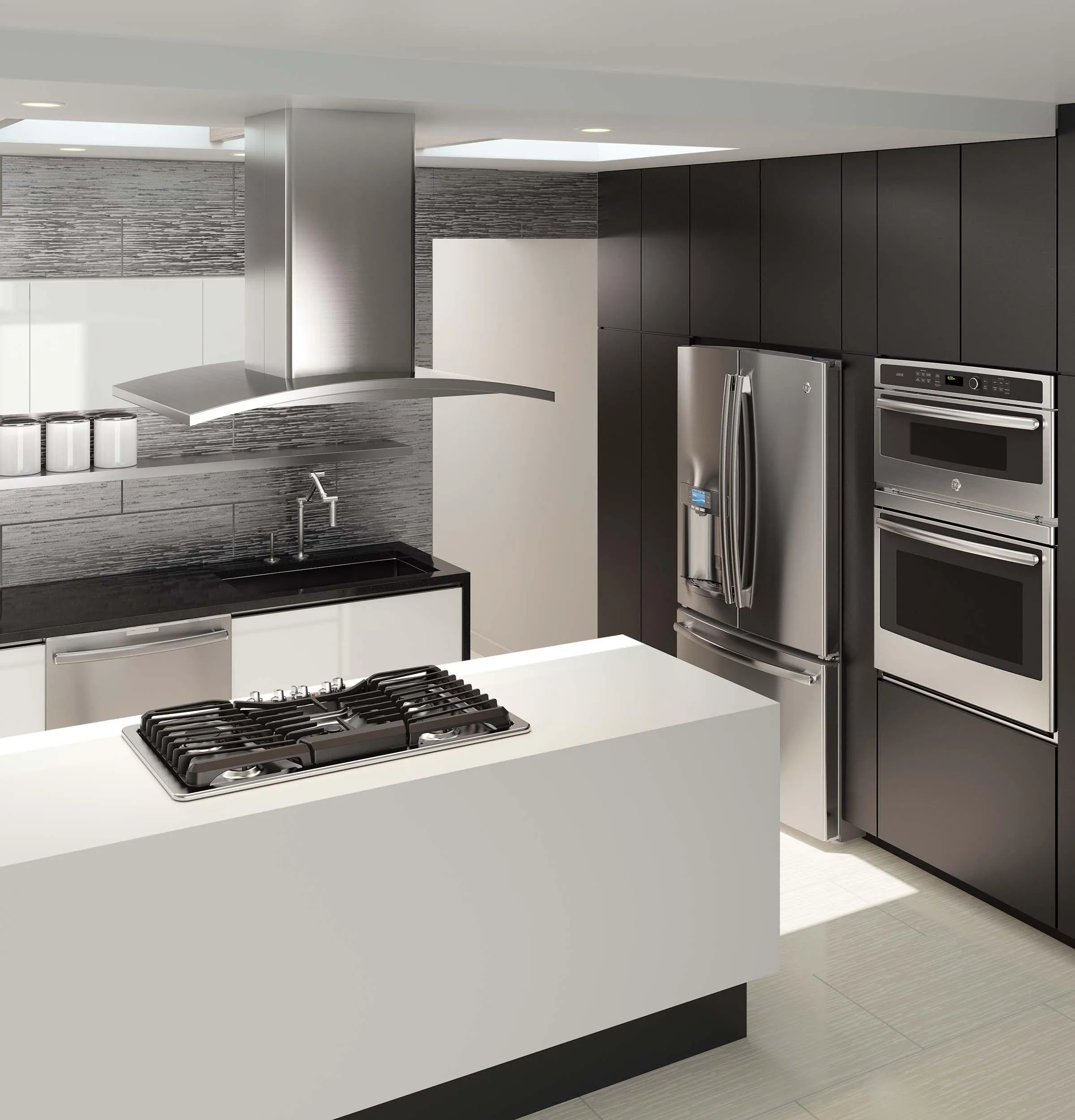 Haier UVI7361SWSS 36 Island-Mount Chimney Hood