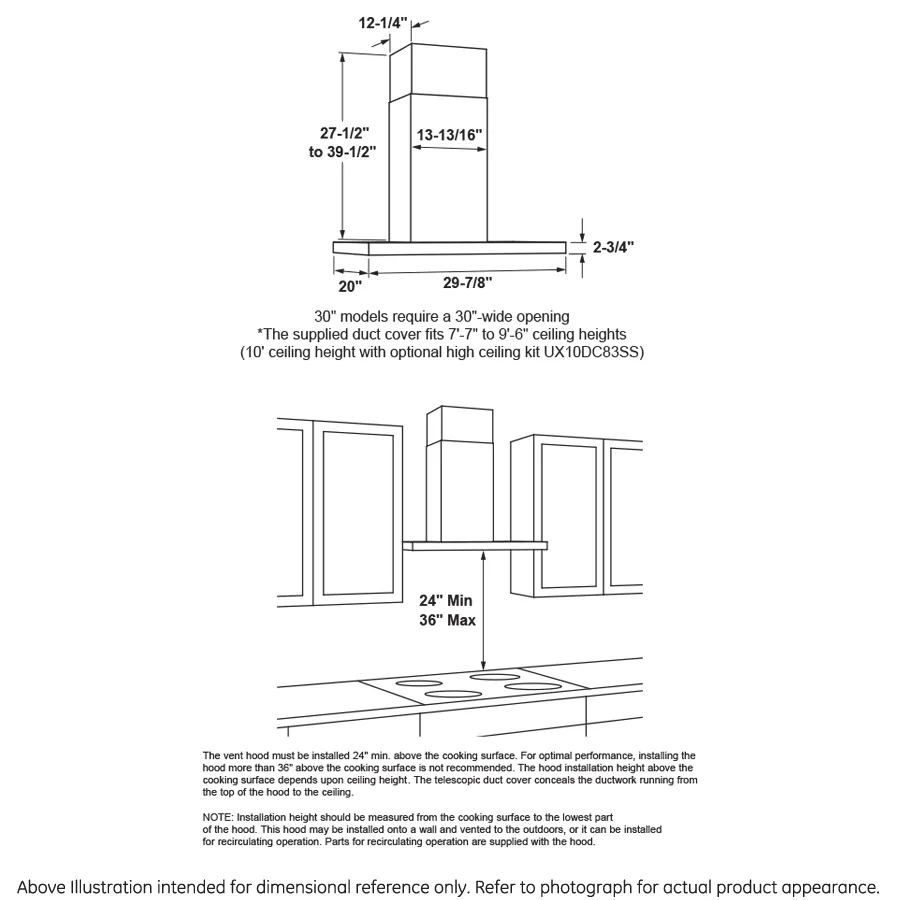 Haier UVW8301SLSS 30 Designer Wall Mount Hood W/ Dimmable Led Lighting