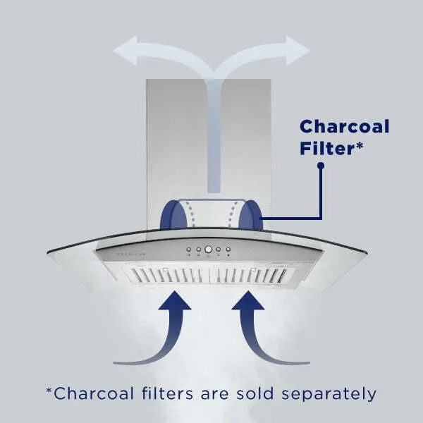 Hauslane IS700SS36 Hauslane 36 In. Convertible Island Range Hood With Dual Controls. Led. Baffle Filter In Stainless Steel