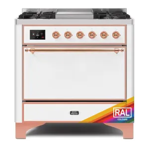 Ilve UM09FDQNS3RAPLP Ilve Majestic Ii 36 Um09Fdqns3Rap Freestanding Dual Fuel Range With 6 Sealed Burners Yes Single Oven With Solid Door In Ral Color With Copper Knobs