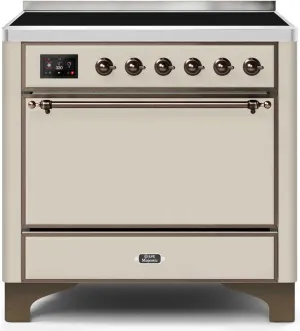 Ilve UMI09QNS3AWB Majestic Ii 36 Inch Electric Freestanding Range In Antique White With Bronze Trim