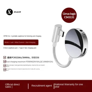 JCALLY SP30 2-in-1 Transfer Cable Portable DAC & AMP With 3.5 Port  & Type-C Fast Charging
