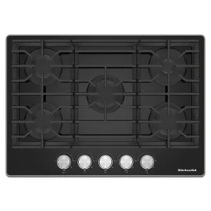 Kitchenaid KCGG530PBL 30 Gas-On-Glass Cooktop