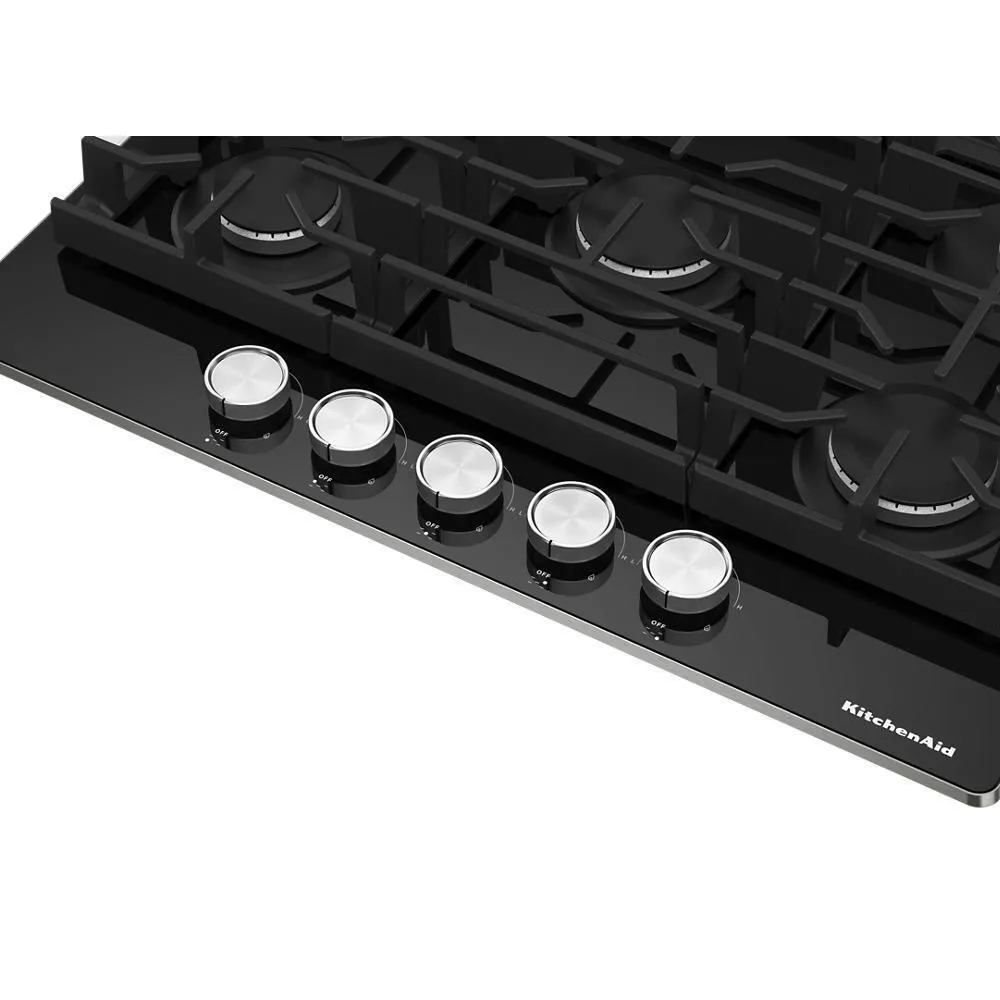 Kitchenaid KCGG536PBL 36 Gas-On-Glass Cooktop