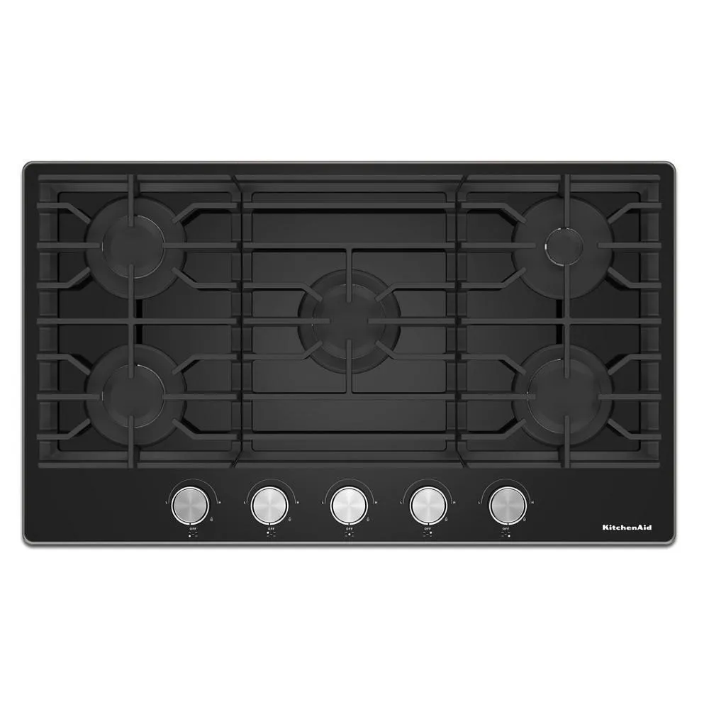 Kitchenaid KCGG536PBL 36 Gas-On-Glass Cooktop