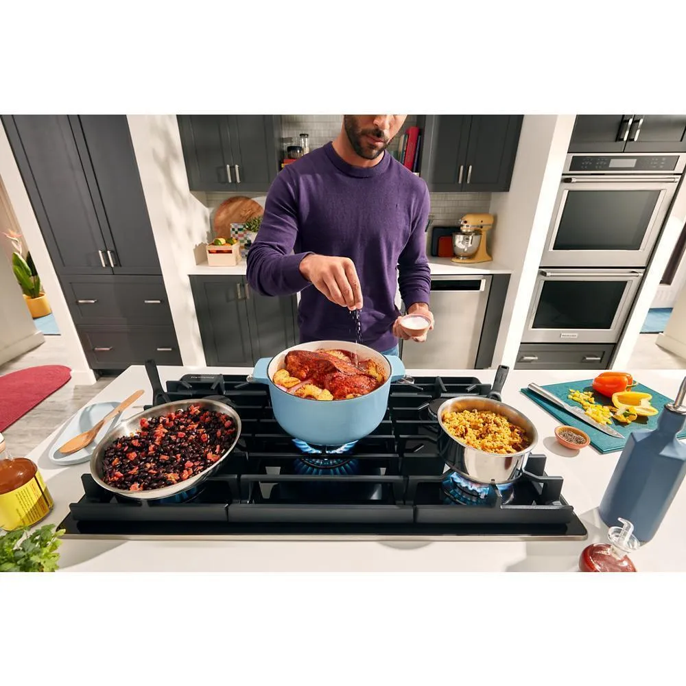 Kitchenaid KCGG536PBL 36 Gas-On-Glass Cooktop