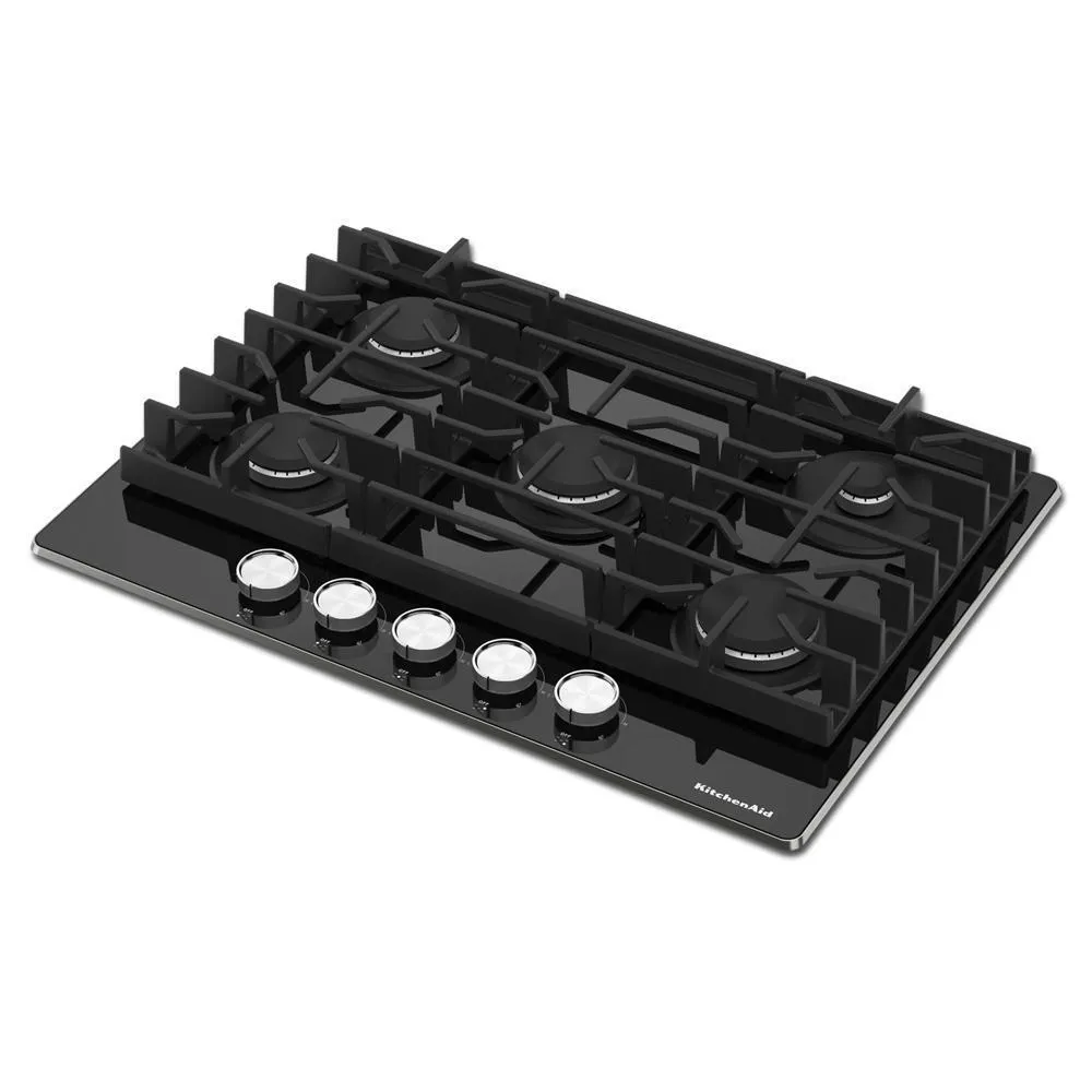Kitchenaid KCGG536PBL 36 Gas-On-Glass Cooktop