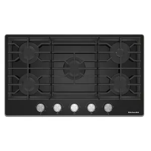 Kitchenaid KCGG536PBL 36 Gas-On-Glass Cooktop