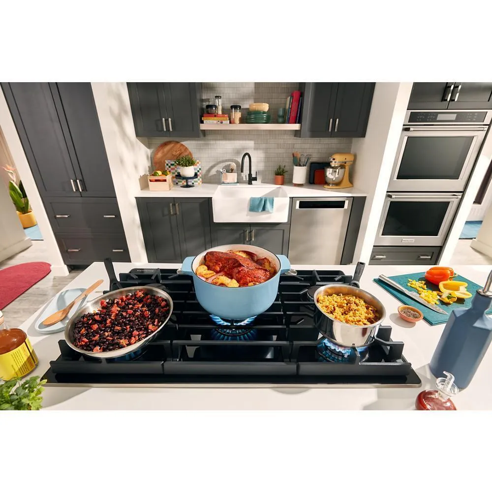 Kitchenaid KCGG536PBL 36 Gas-On-Glass Cooktop