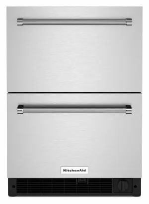 Kitchenaid KUDF204KSB 24 Stainless Steel Undercounter Double-Drawer Refrigerator/Freezer