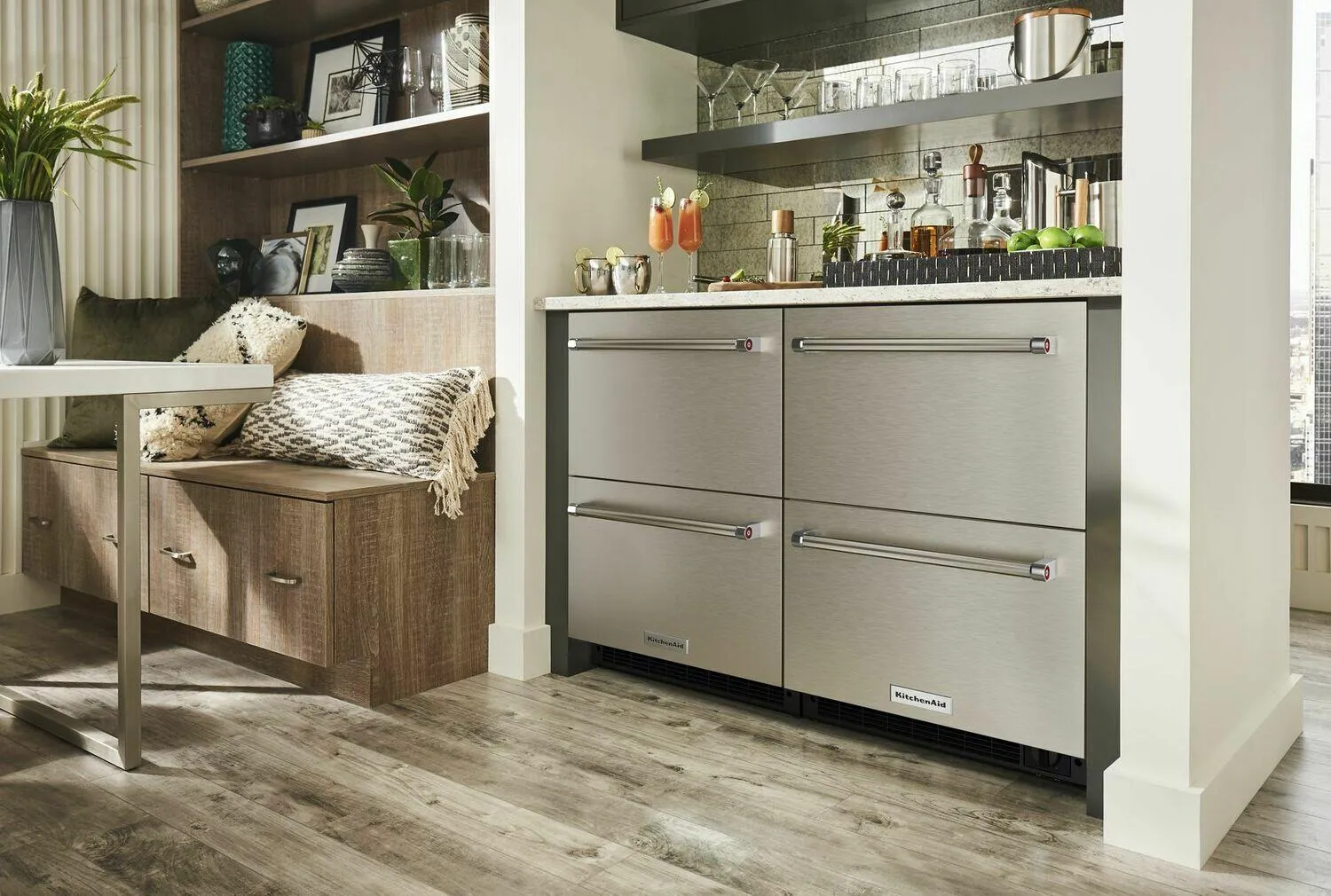 Kitchenaid KUDF204KSB 24 Stainless Steel Undercounter Double-Drawer Refrigerator/Freezer