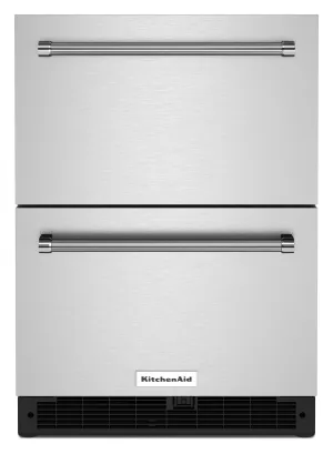 Kitchenaid KUDR204KSB 24 Stainless Steel Undercounter Double-Drawer Refrigerator - Black Cabinet/Stainless Doors