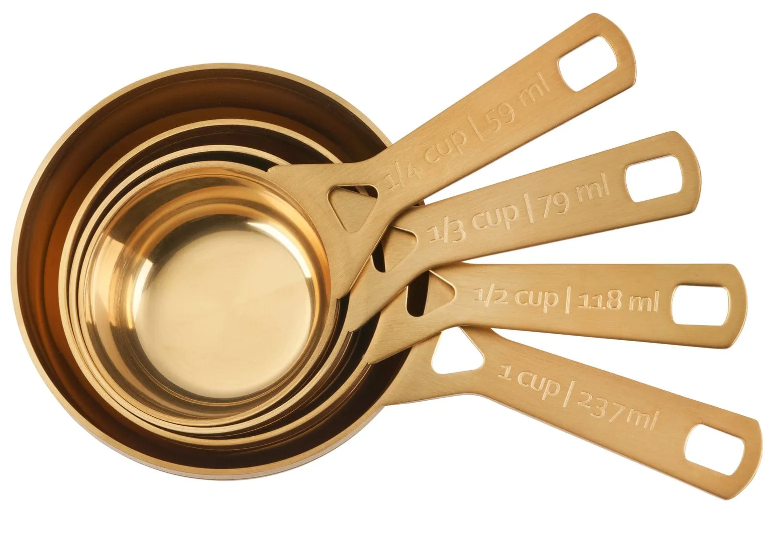 Le Creuset Measuring Cups. Gold - Set of Four