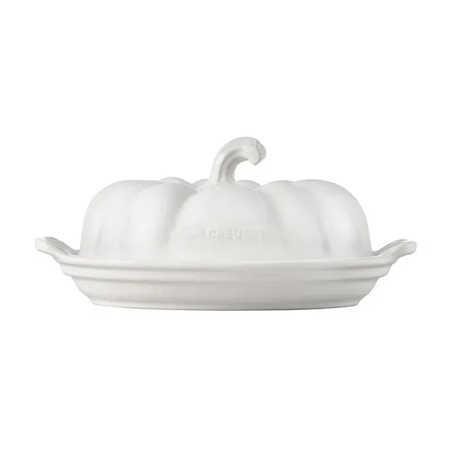 Le Creuset Pumpkin Covered Butter Dish - White