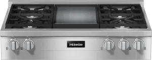 Miele KMR11363LPGDEDSTCLSTCLEANSTEEL Kmr 1136-3Lp Gd Edst/Clst - Rangetop With Burners And Griddle For Versatility And Performance