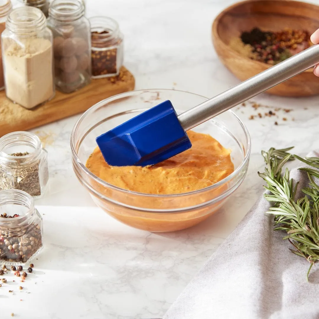 RSVP International Silicone Spatula with Stainless Steel Handle - Large - Blue