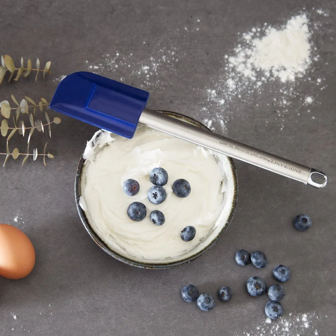 RSVP International Silicone Spatula with Stainless Steel Handle - Large - Blue