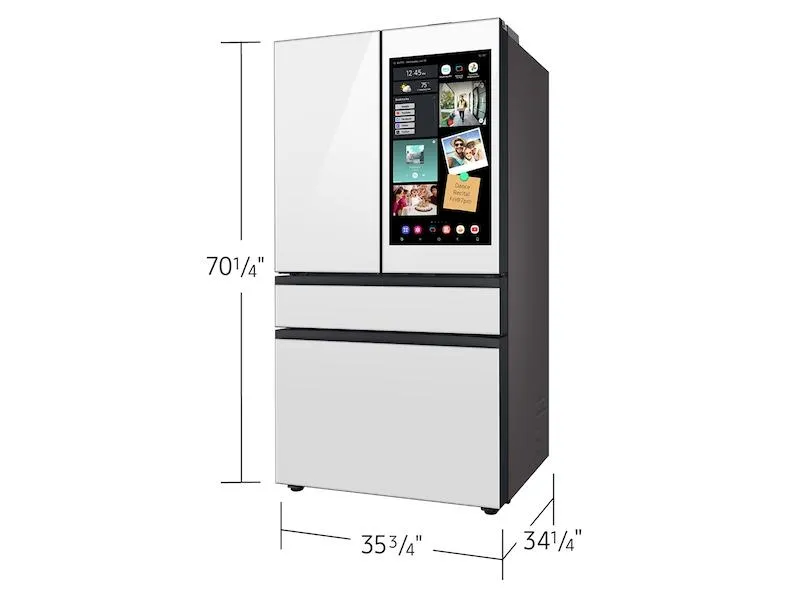 Samsung RF90F29AEW Bespoke 29 Cu. Ft. 4-Door French Door Refrigerator With Ai Family Hub&#8482;  & Ai Vision Inside&#8482; In White Glass