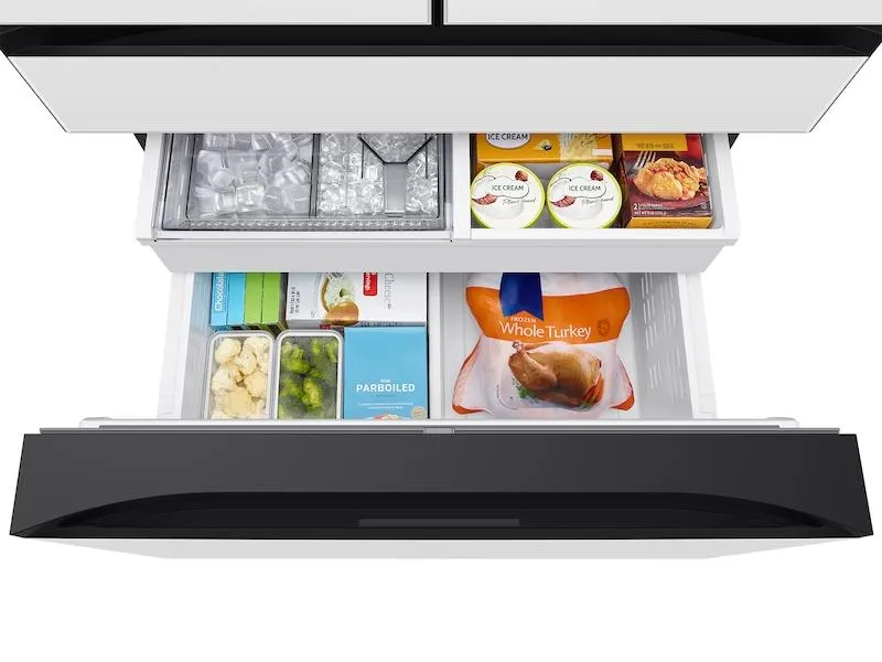 Samsung RF90F29AEW Bespoke 29 Cu. Ft. 4-Door French Door Refrigerator With Ai Family Hub&#8482;  & Ai Vision Inside&#8482; In White Glass